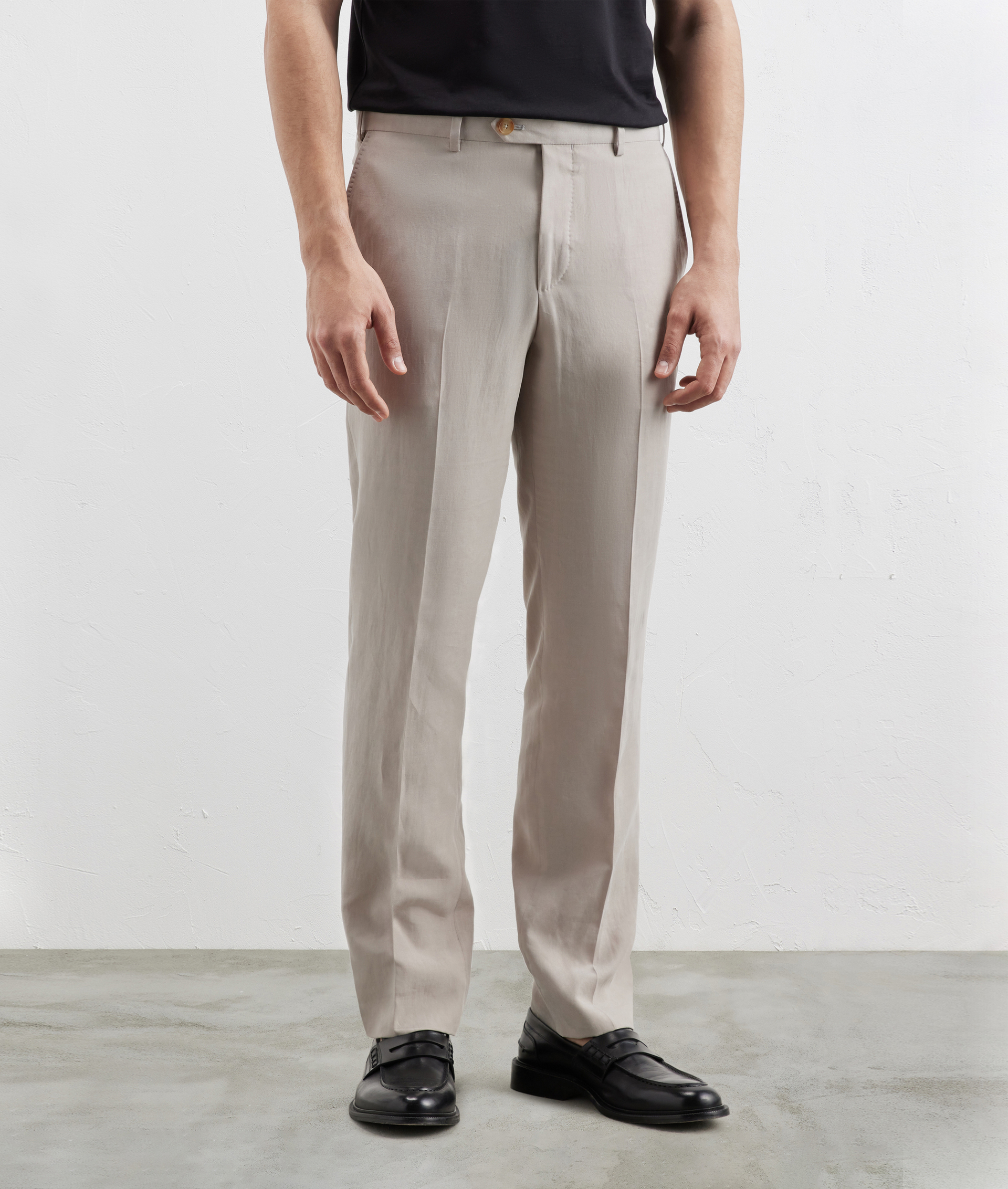 Plain Pants in Lyocell and Linen Light Grey | Pal Zileri
