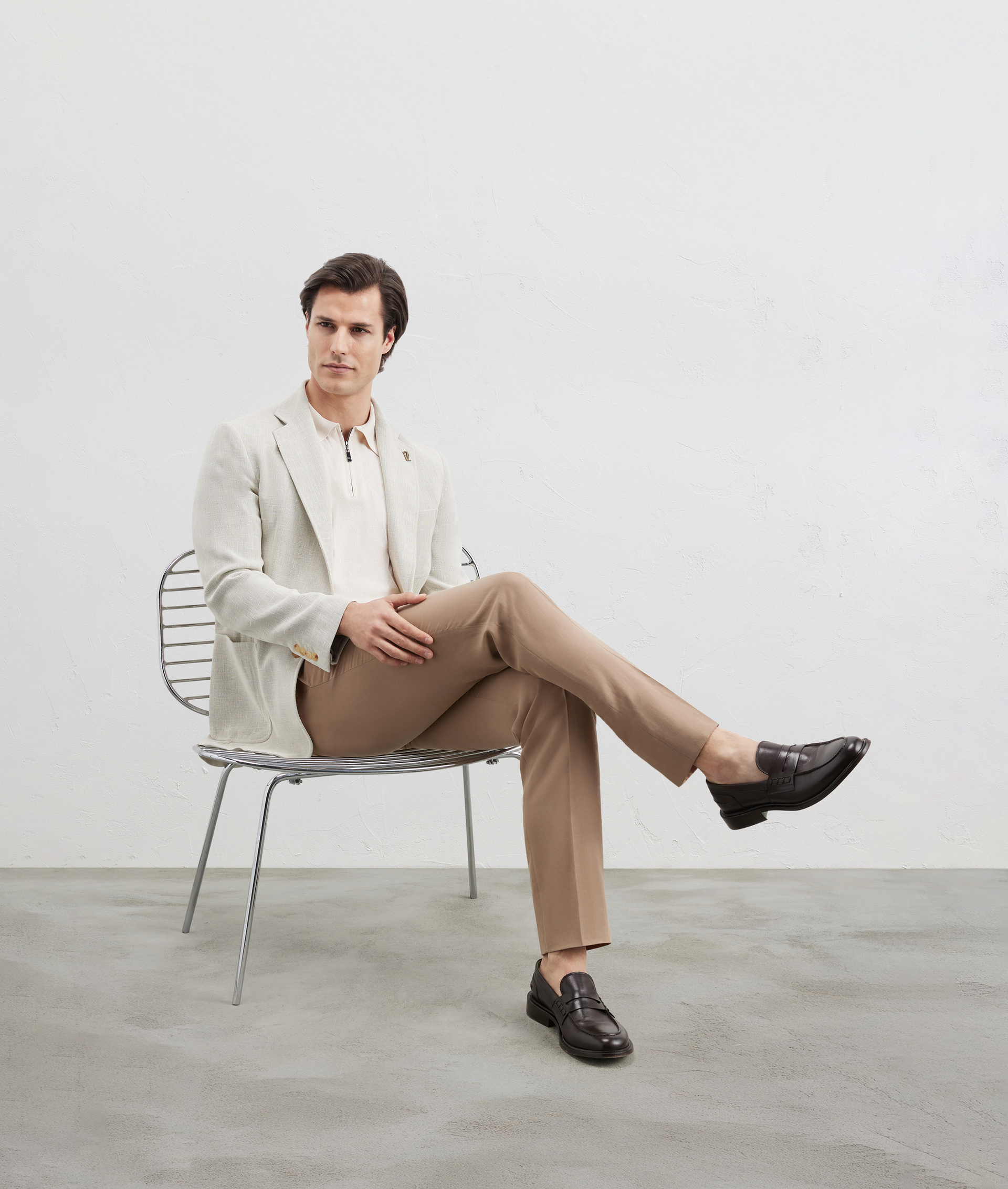 Plain Pants in Lyocell and Linen Light Brown | Pal Zileri