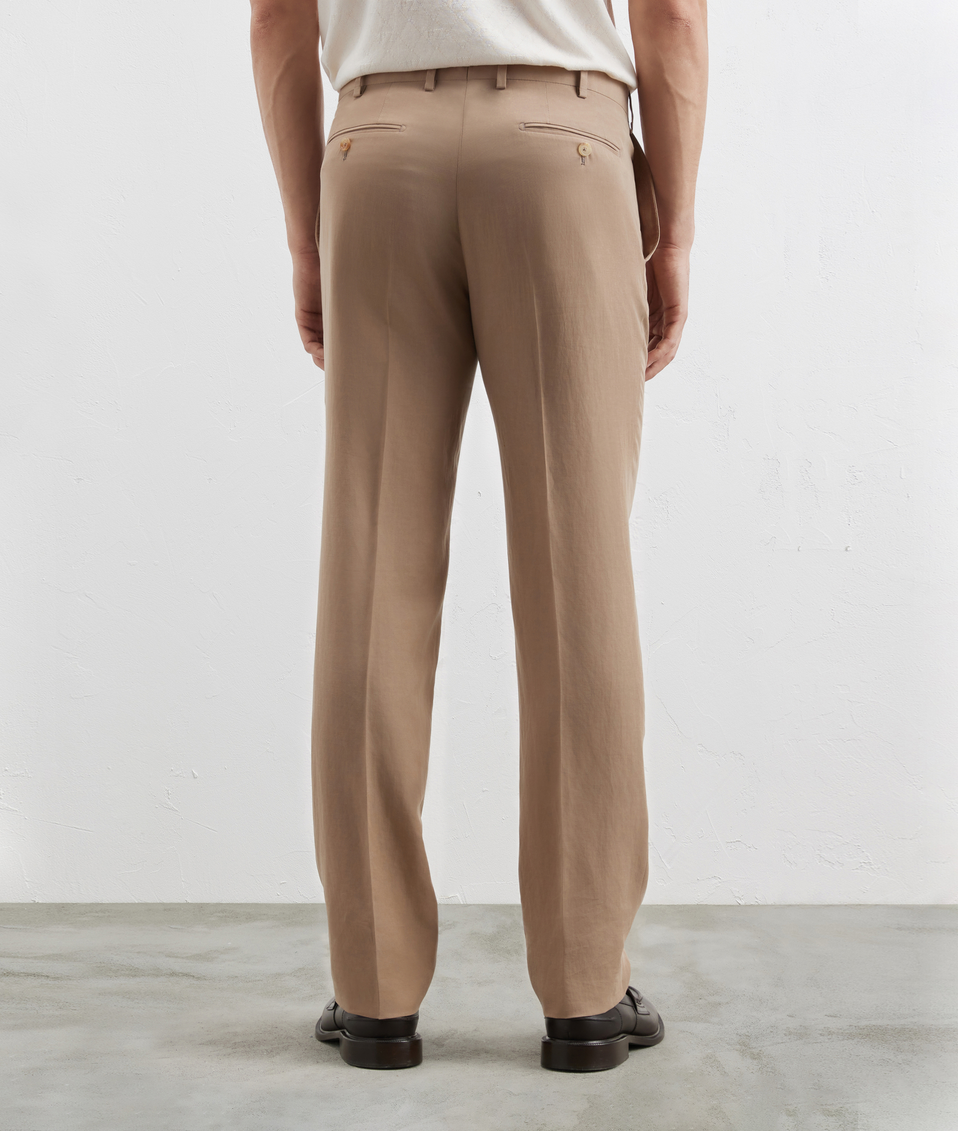 Plain Pants in Lyocell and Linen Light Brown | Pal Zileri