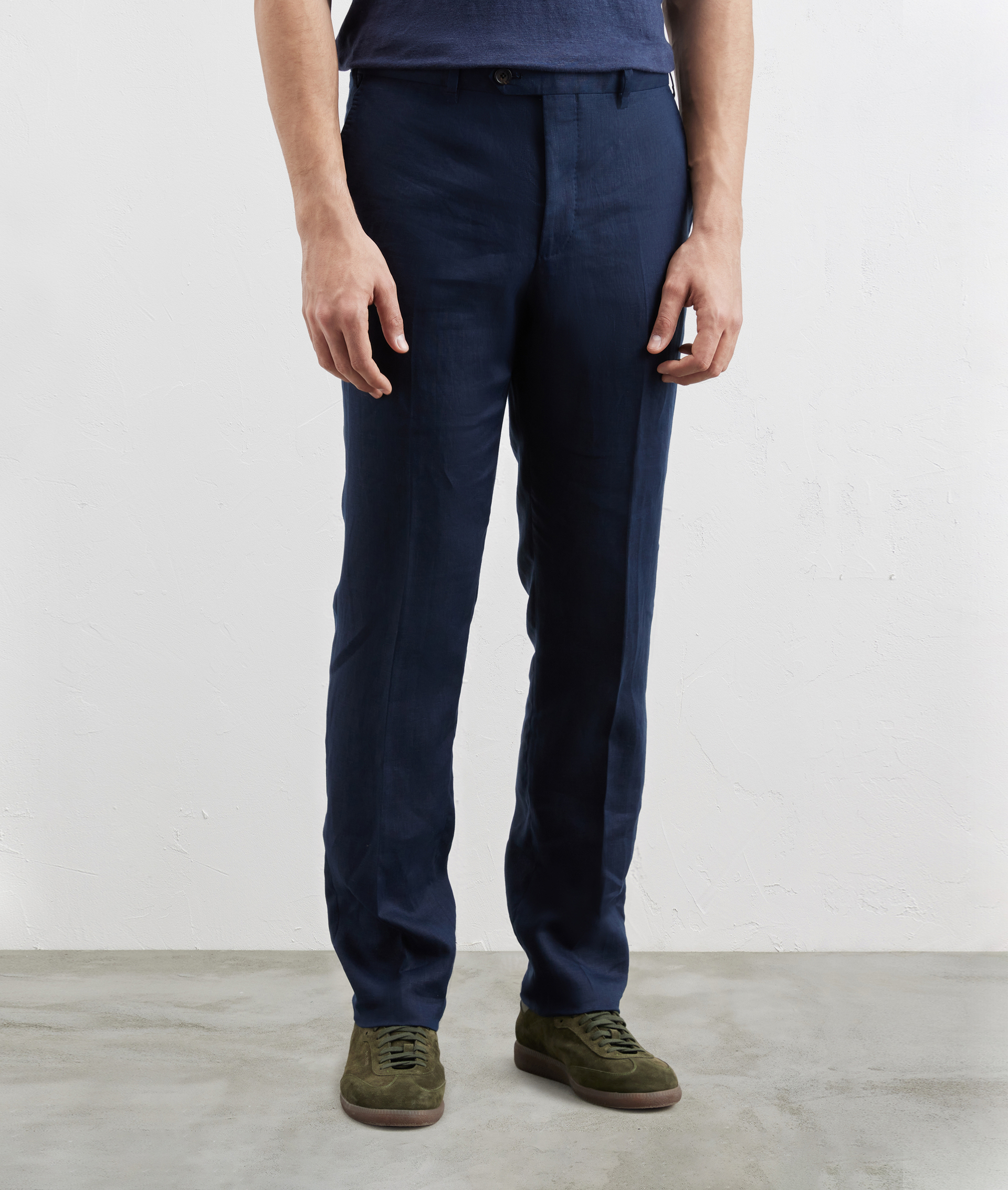 Pants In Pure Linen Navy Blue | Pal Zileri