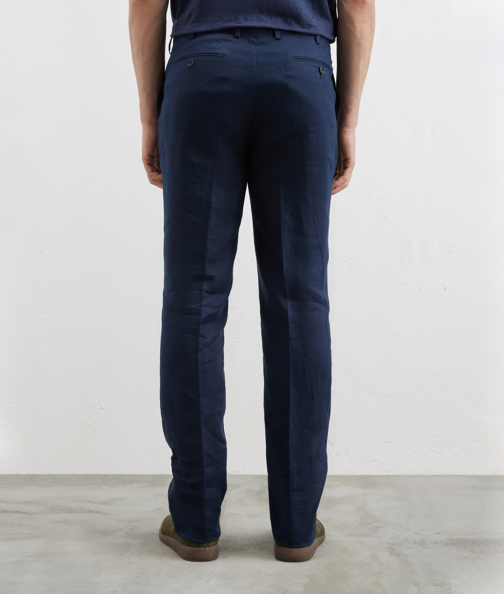 Pants In Pure Linen Navy Blue | Pal Zileri