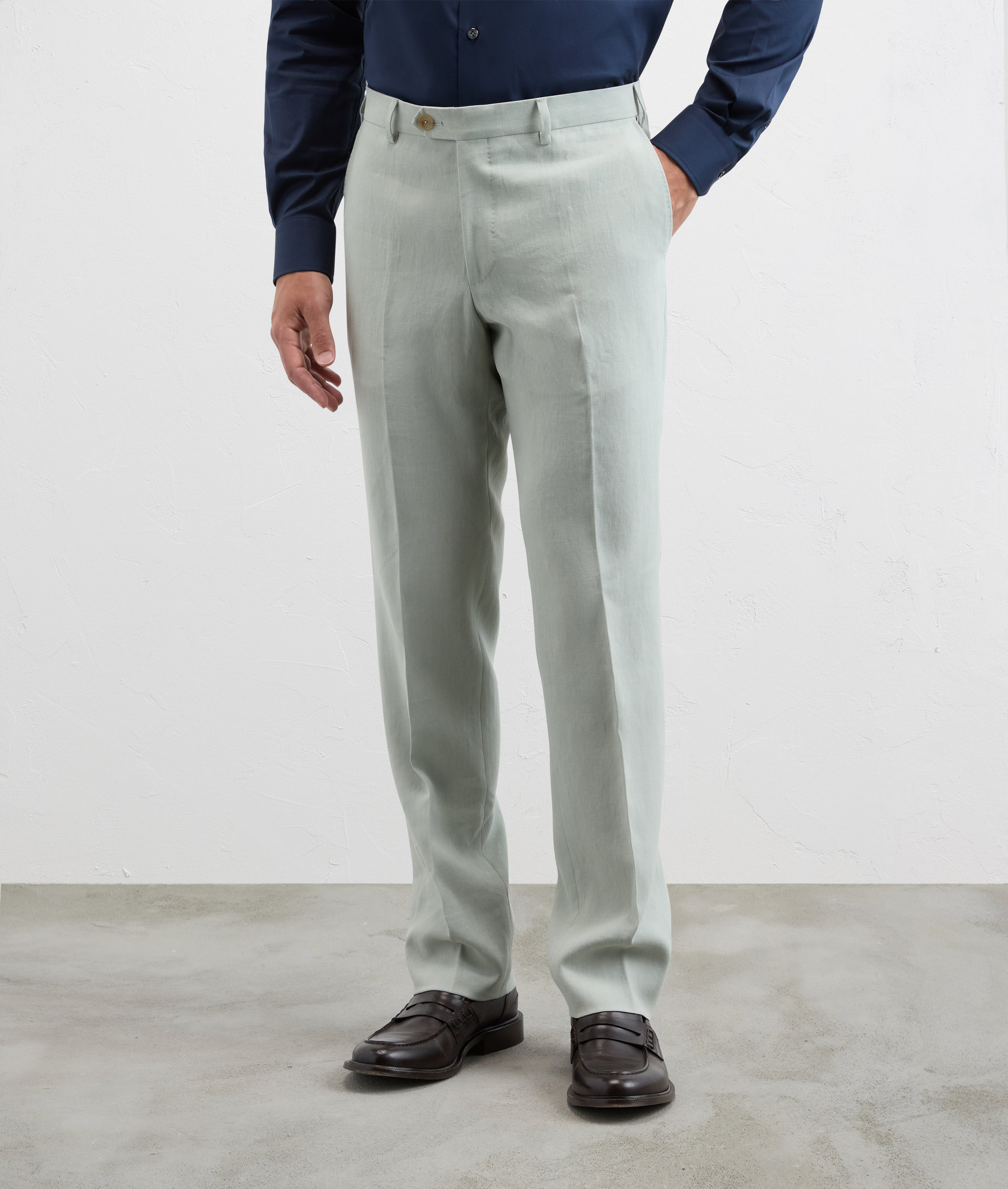 Pantaloni In Puro Lino Verde Chiaro - Pal Zileri | Official Website