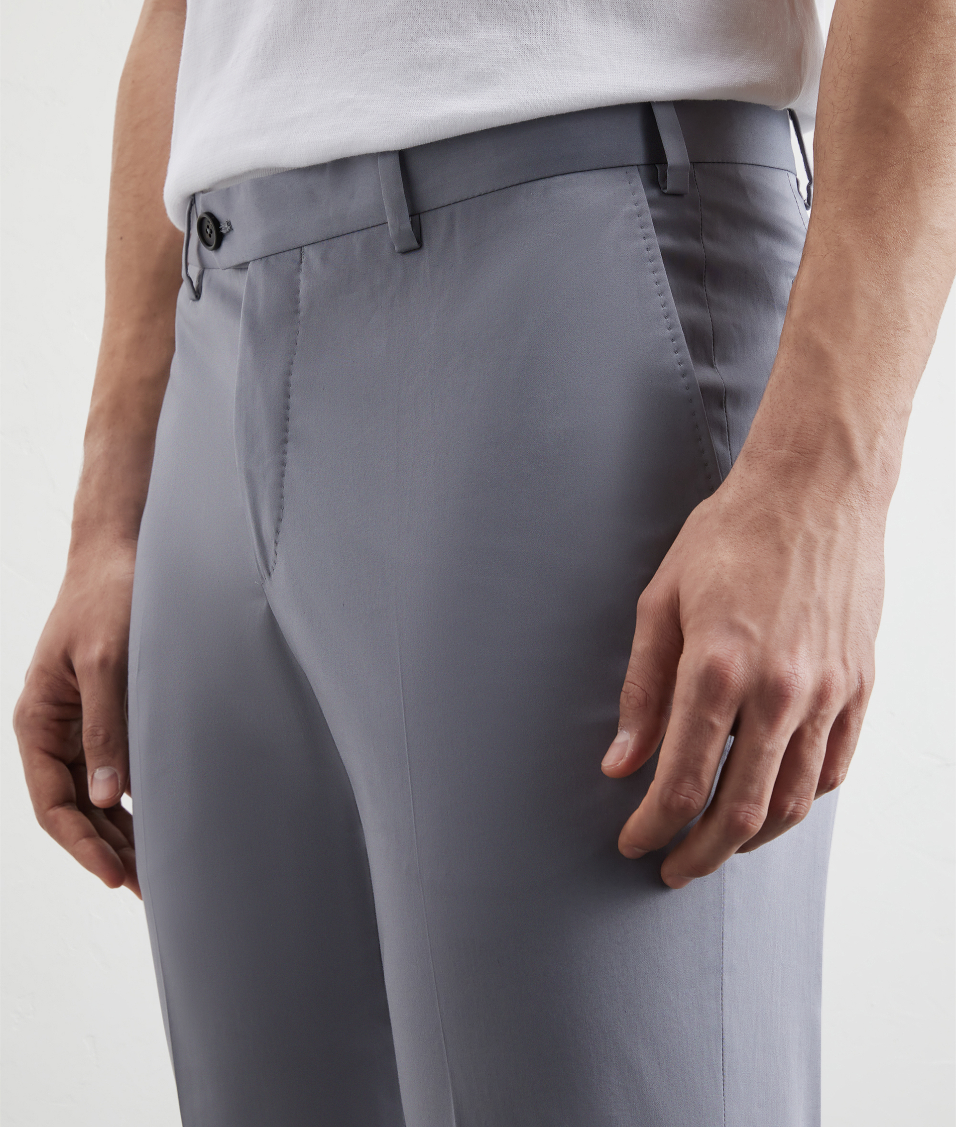 Pantaloni In Cotone Stretch Azzurro | Pal Zileri