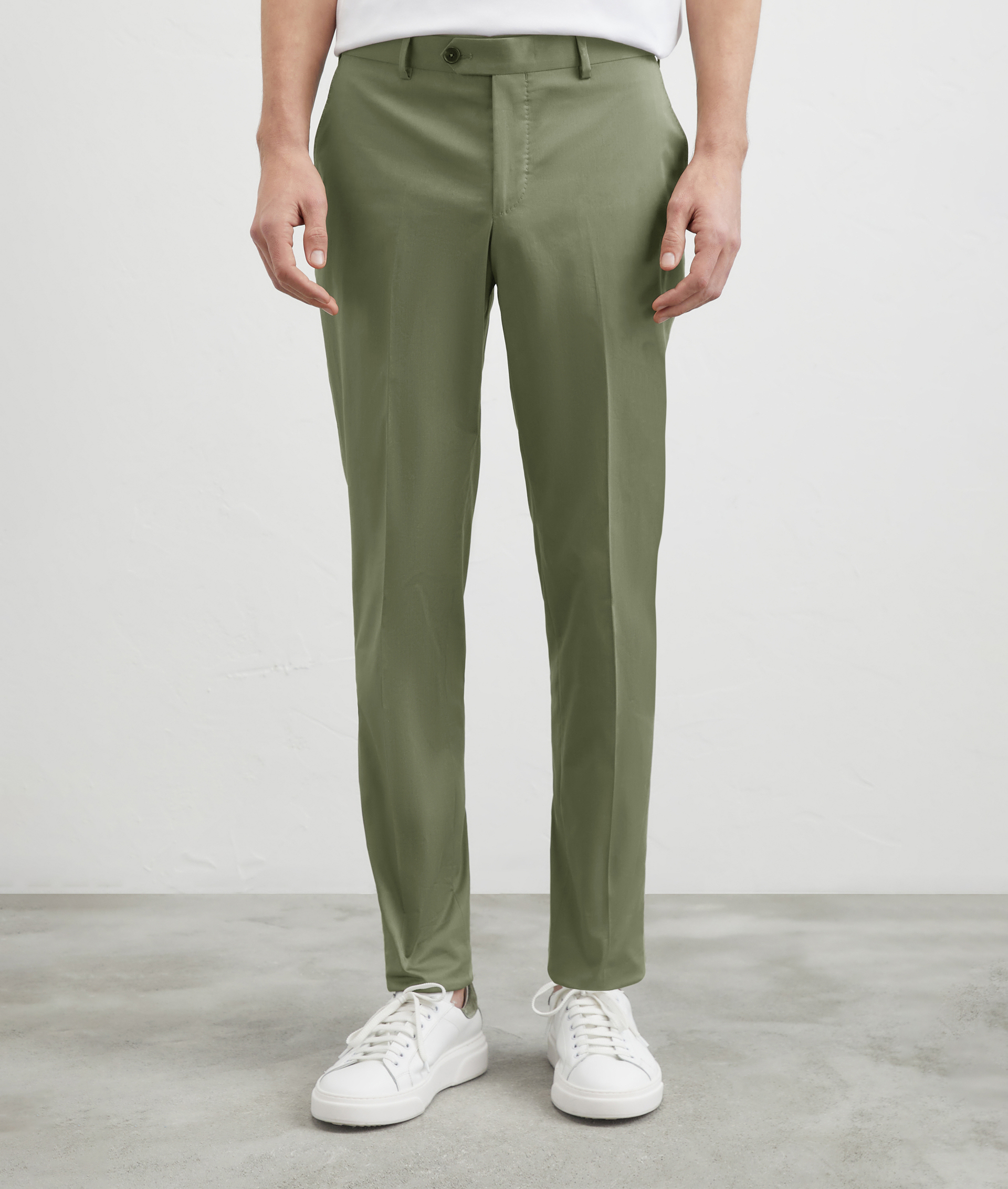 Pants In Stretch Cotton Green | Pal Zileri