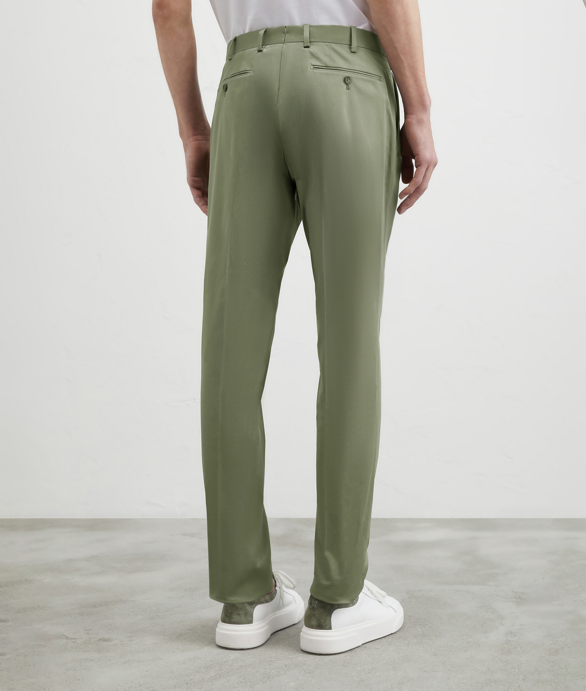Pants In Stretch Cotton Green | Pal Zileri