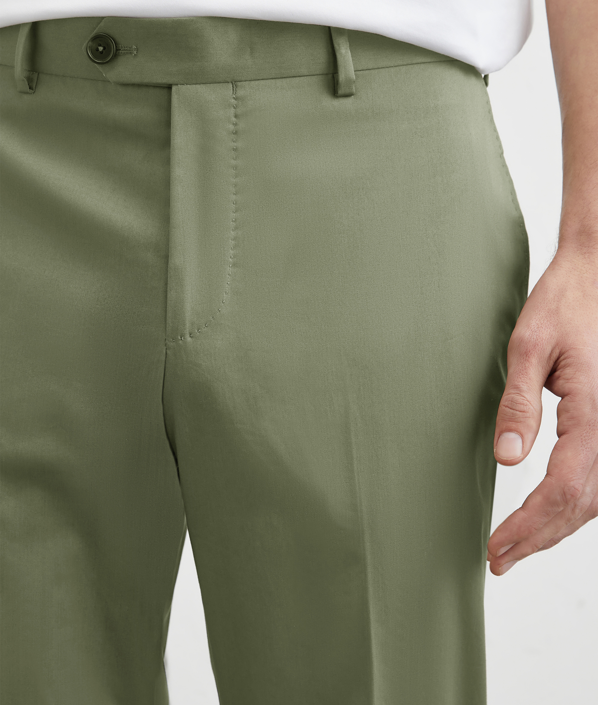Pants In Stretch Cotton Green | Pal Zileri