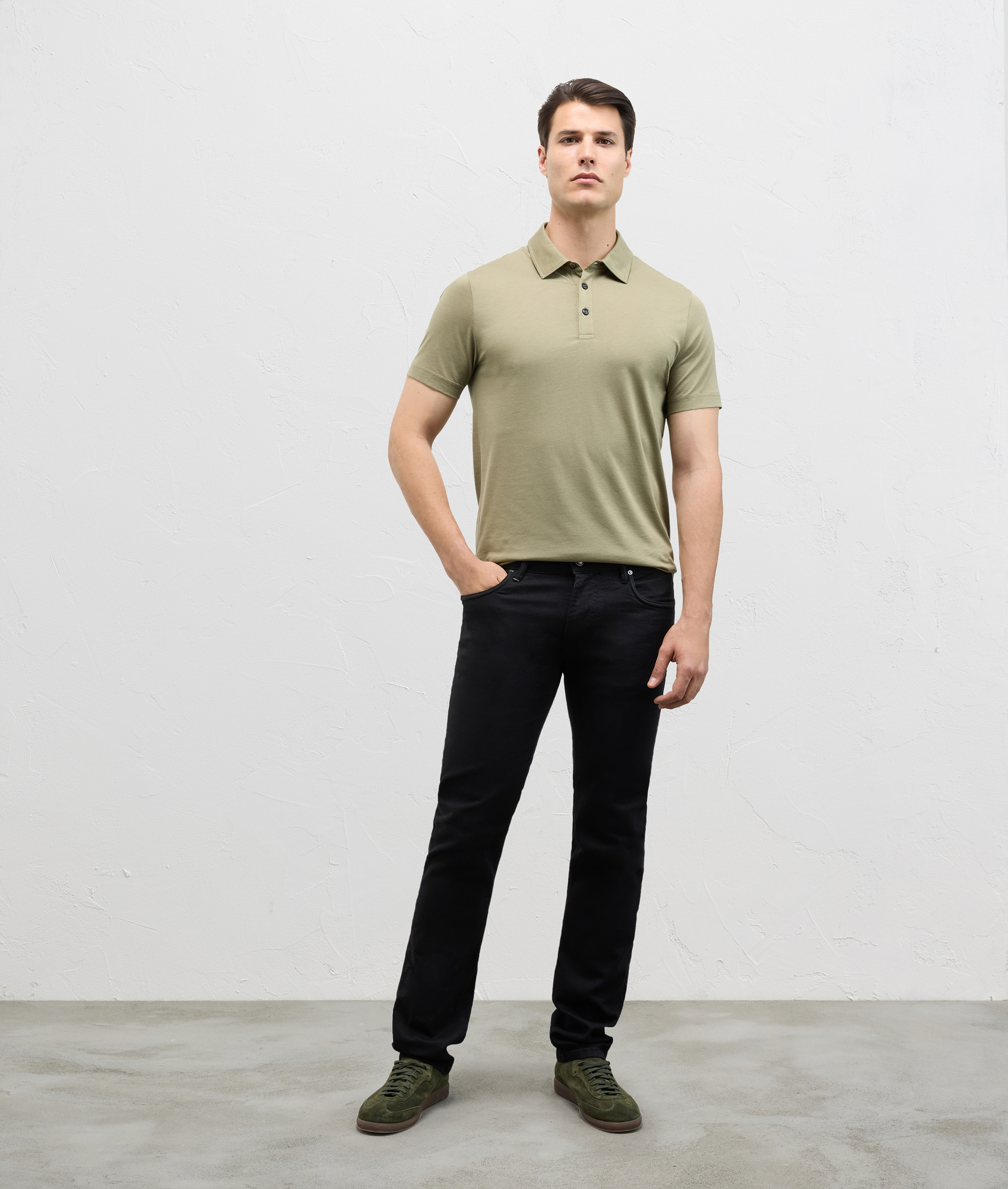 Pants In Washed Denim Stretch Cotton Black | Pal Zileri