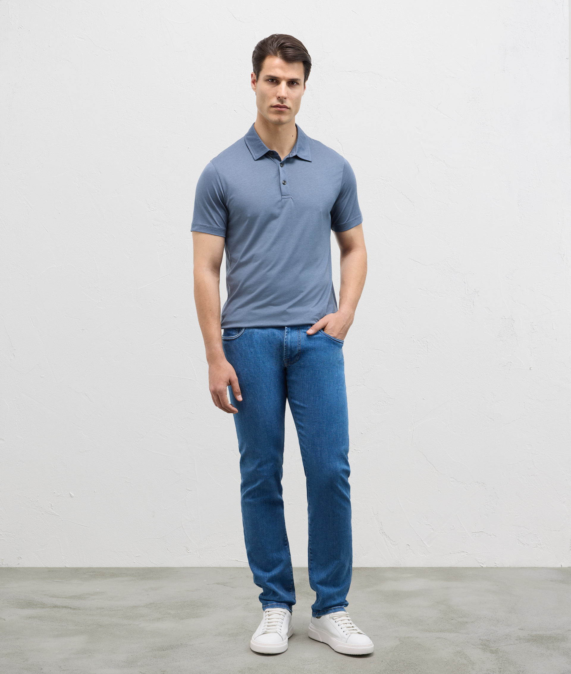 Denim Pants With Stone Bleach Wash Blue | Pal Zileri