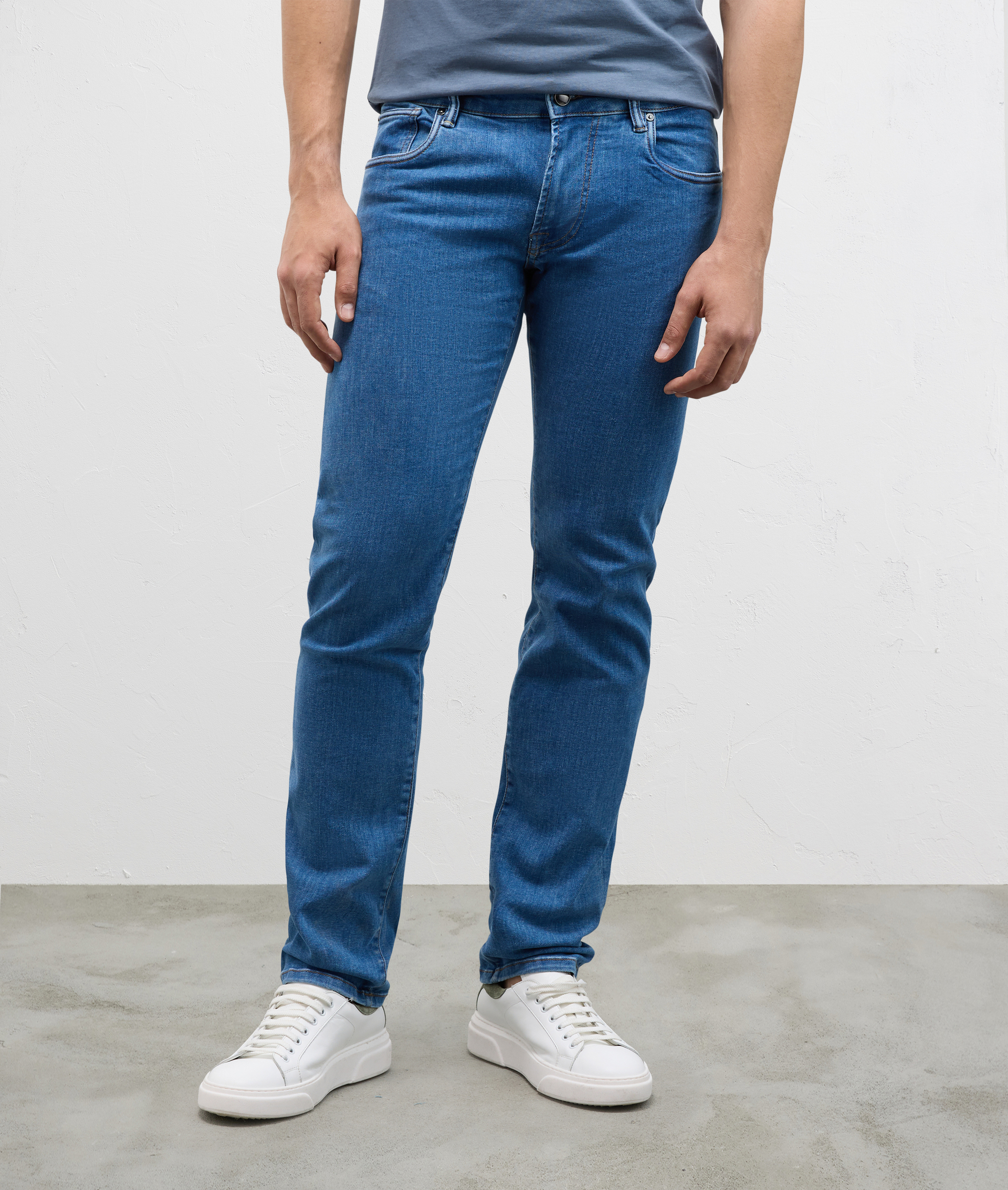 Denim Pants With Stone Bleach Wash Blue | Pal Zileri