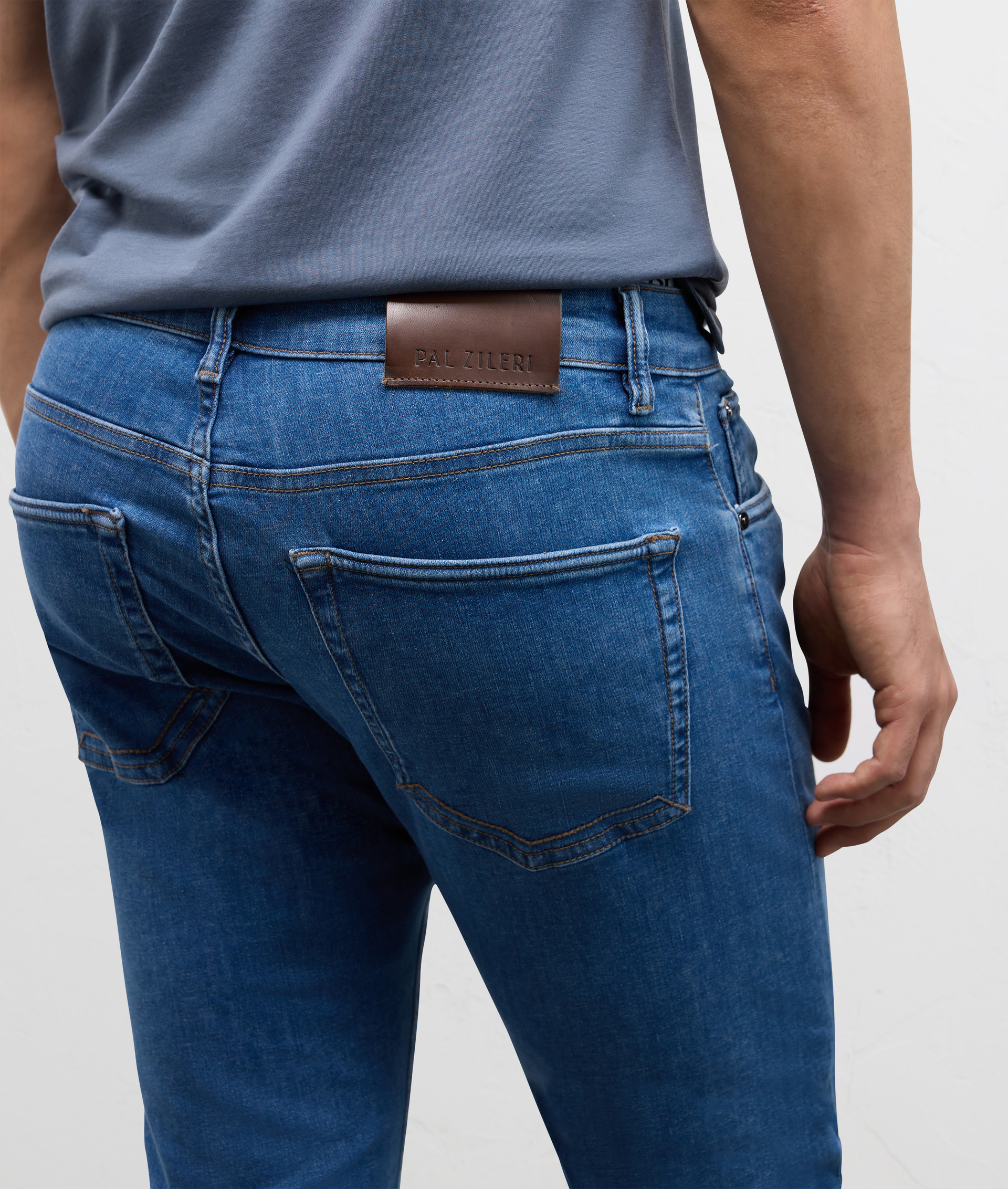 Denim Pants With Stone Bleach Wash Blue | Pal Zileri