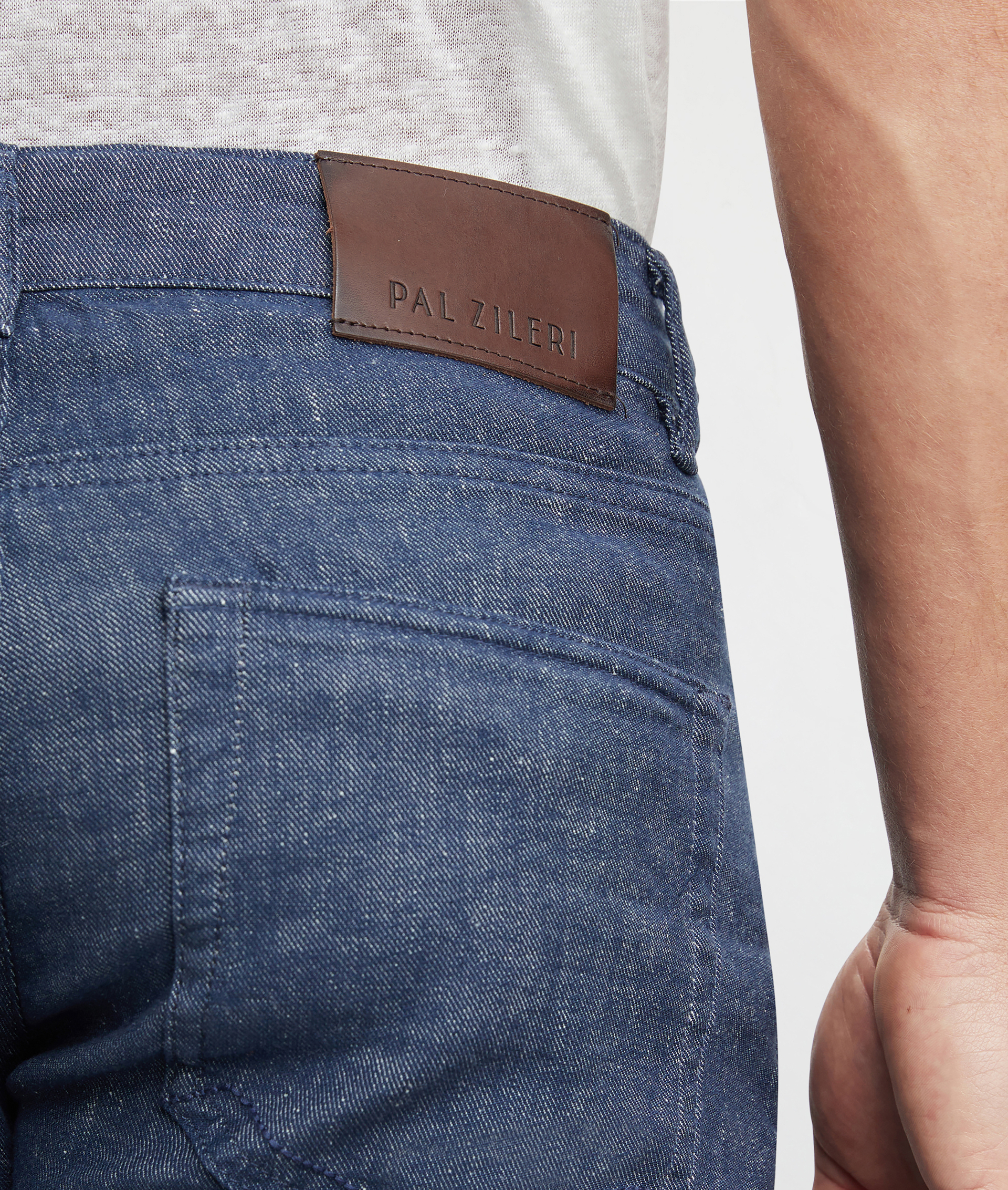 Pants In Denim Cotton And Linen Blue | Pal Zileri