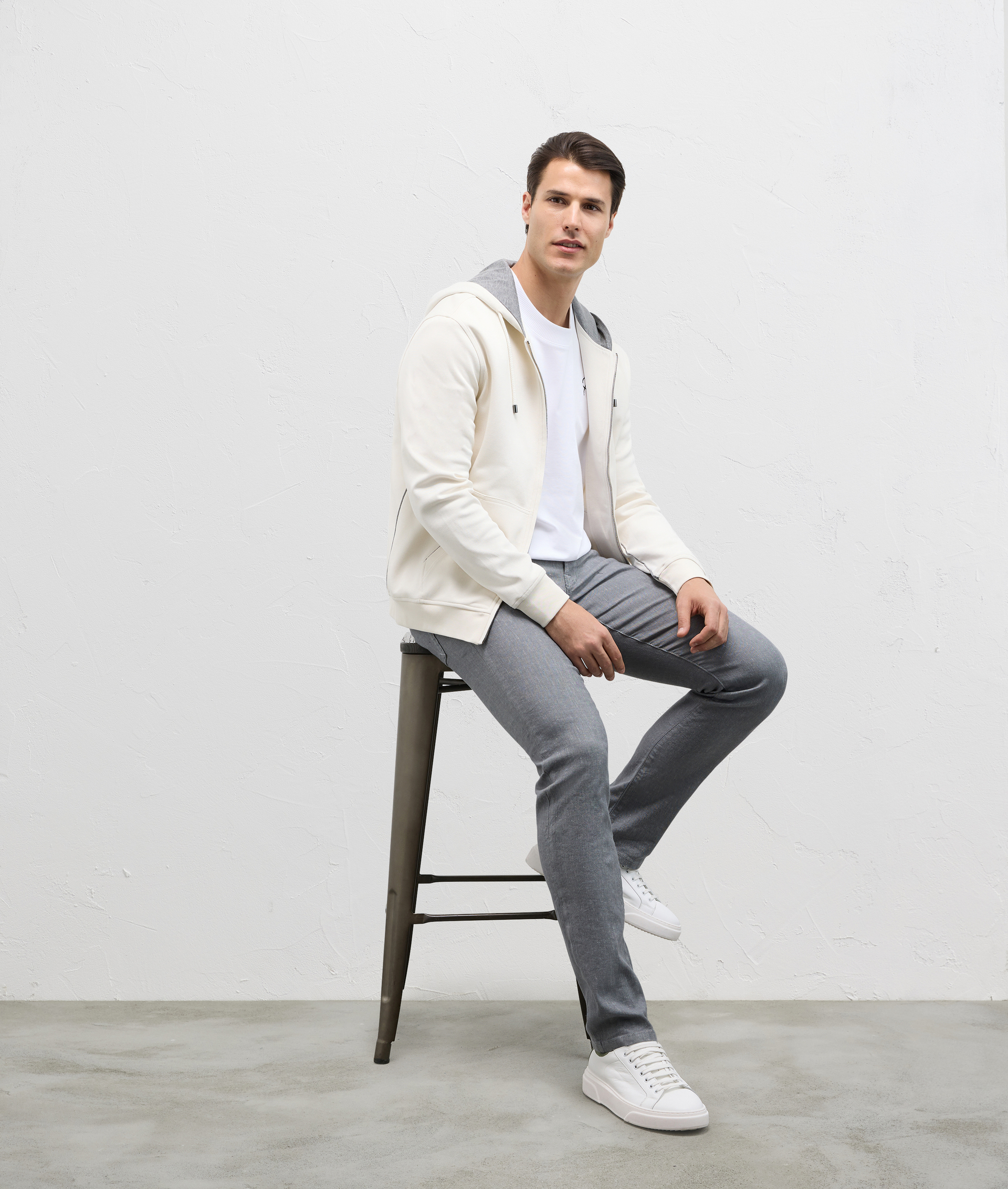 Denim in cotton and linen with melange effect grey | Pal Zileri
