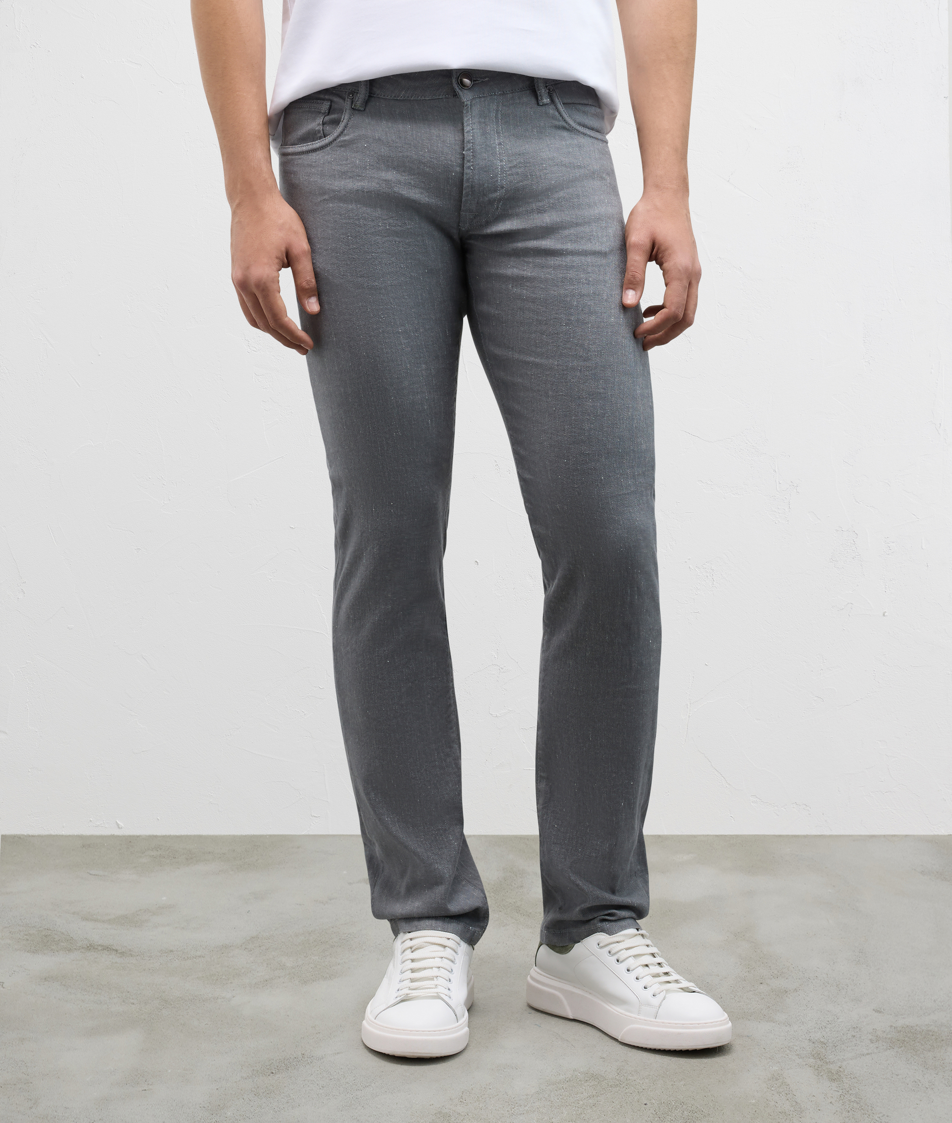 Denim in cotton and linen with melange effect grey | Pal Zileri