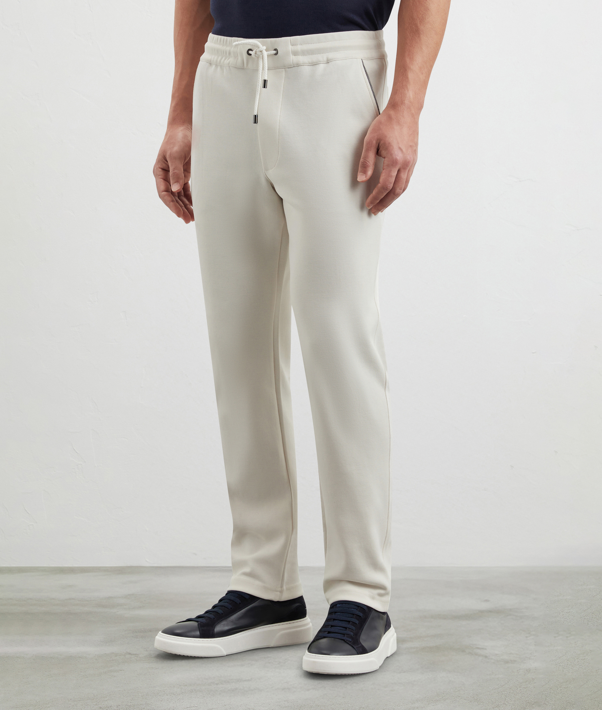 Pants In Sweatshirt Double Face Piquet Cotton White | Pal Zileri