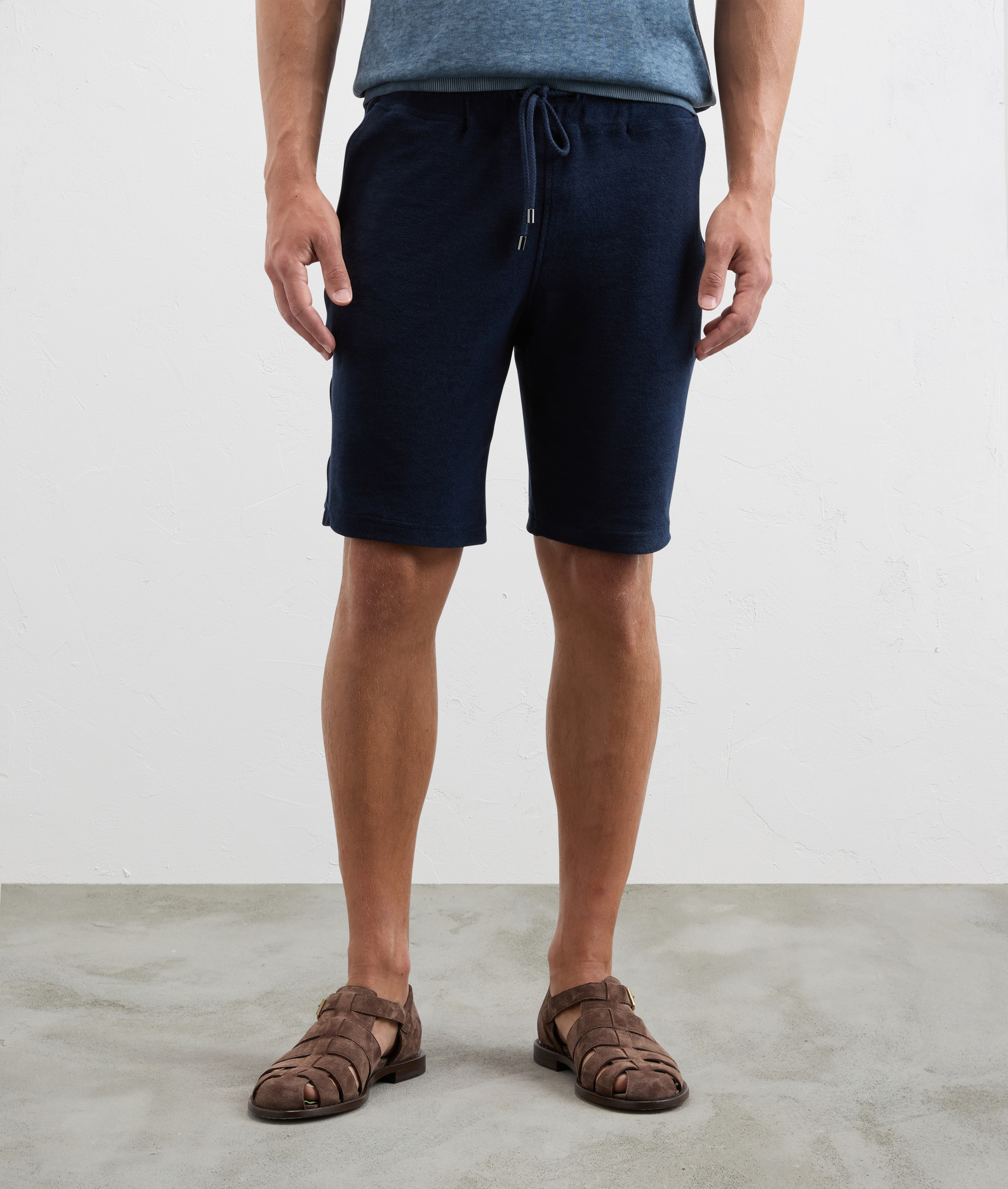 Short In Felpa Di Cotone E Nylon Blu Navy - Pal Zileri | Official Website