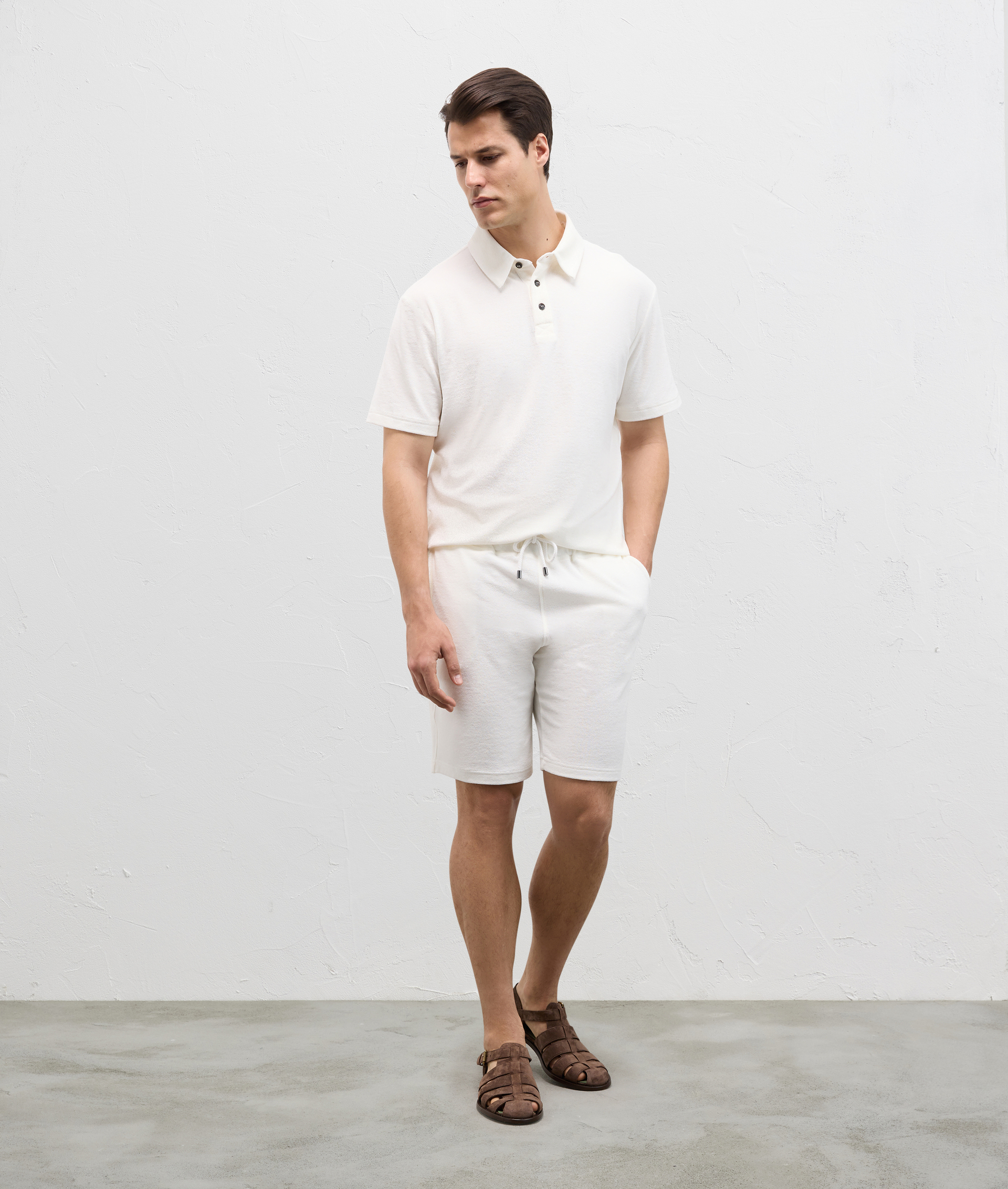 Shorts in felpa di cotone con tasche a filetto bianco | Pal Zileri
