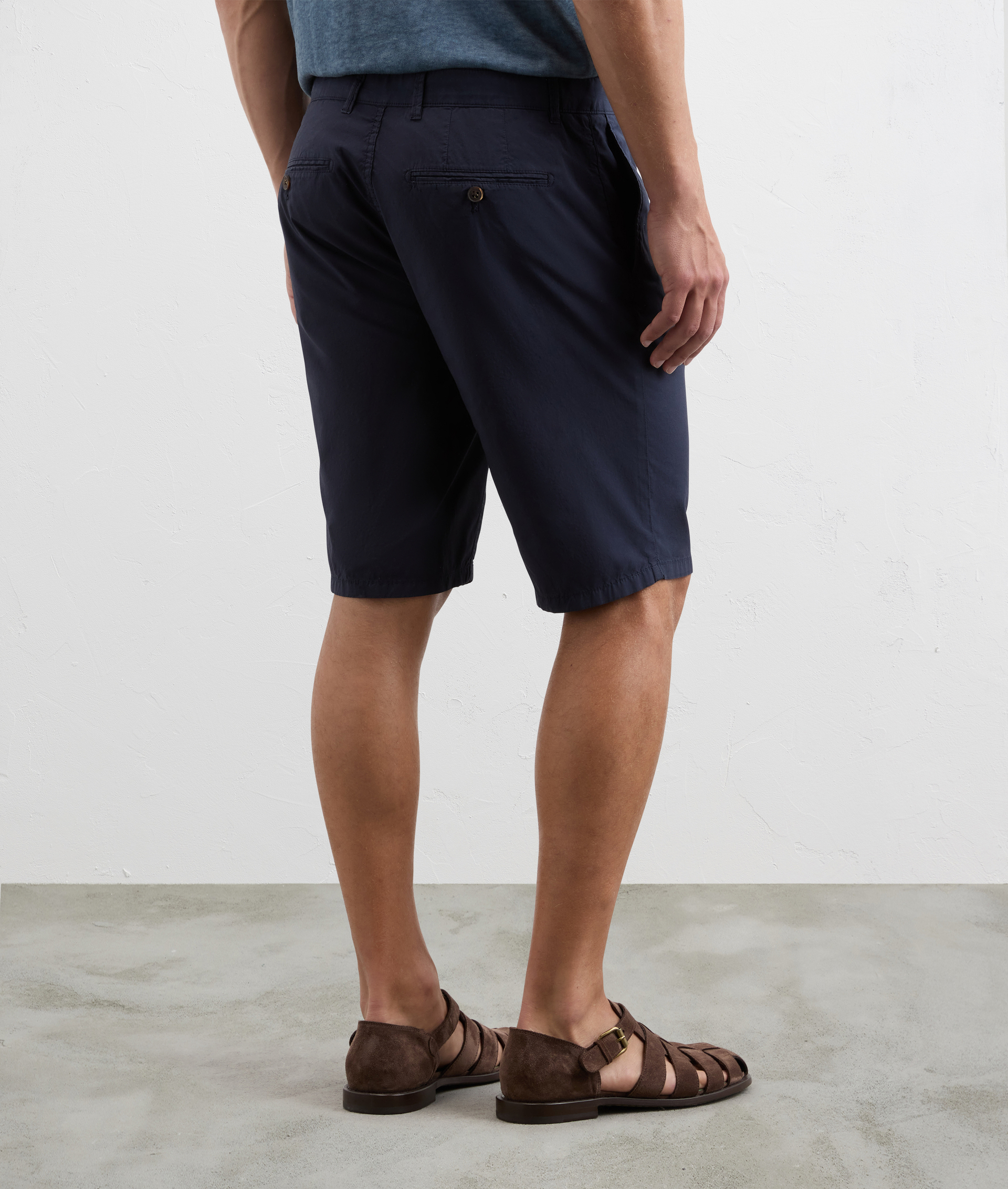 Shorts slim fit in ultralight cotton navy blue - Pal Zileri | Official Website