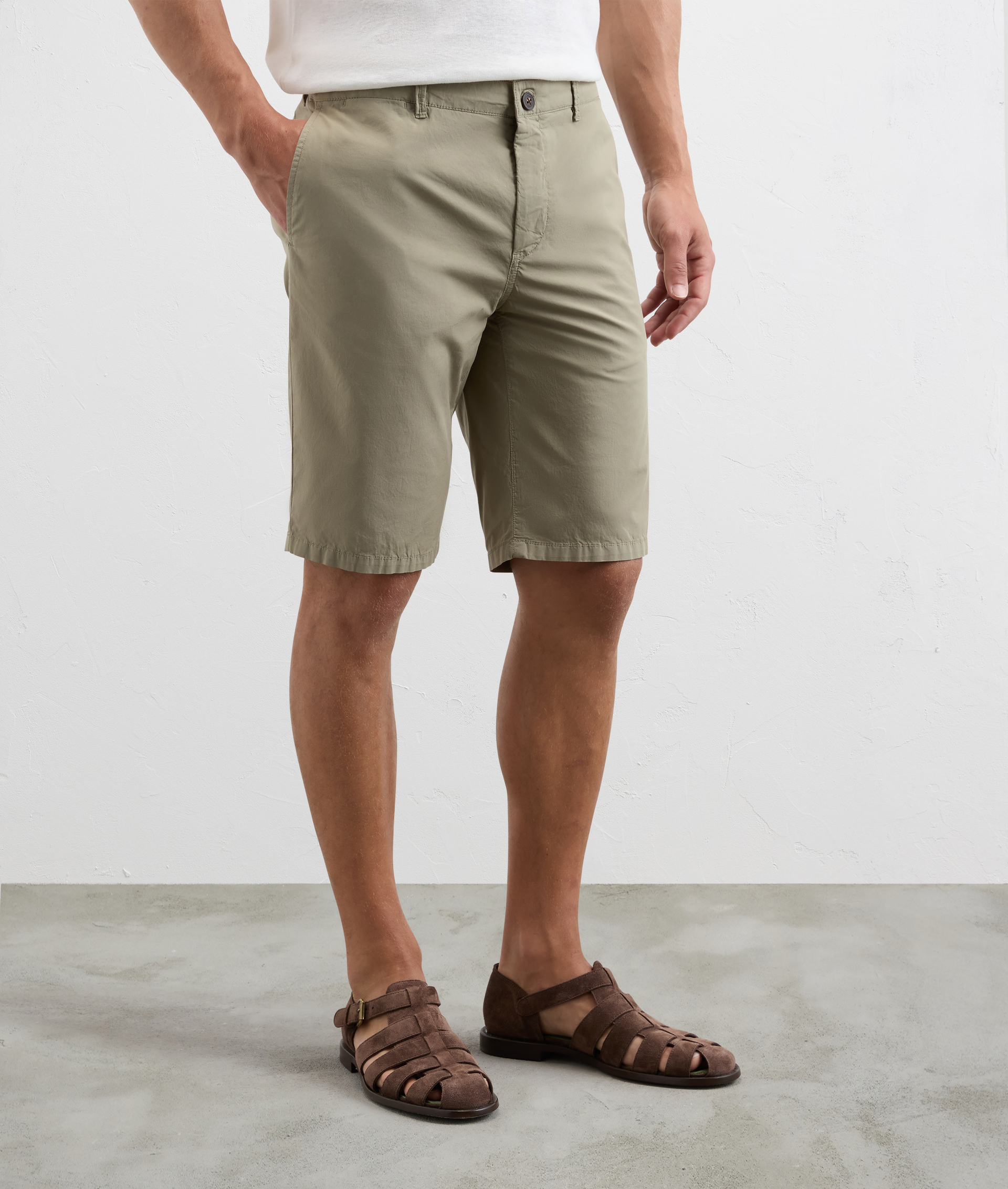 Shorts slim fit in ultralight cotton light green blue - Pal Zileri | Official Website