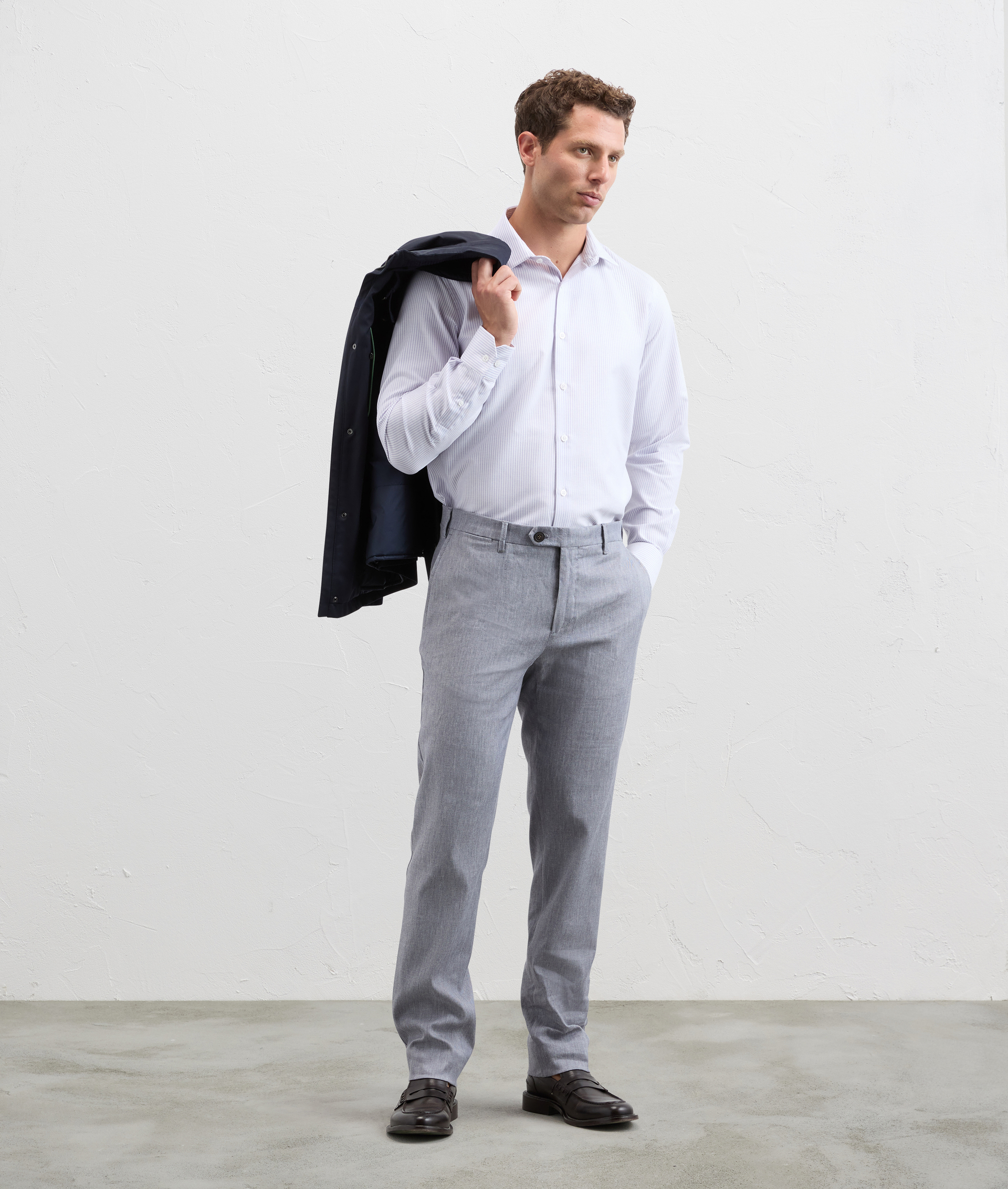 Pantaloni Chino Effetto Denim Grigio Chiaro - Pantaloni - Pal Zileri | Official Website