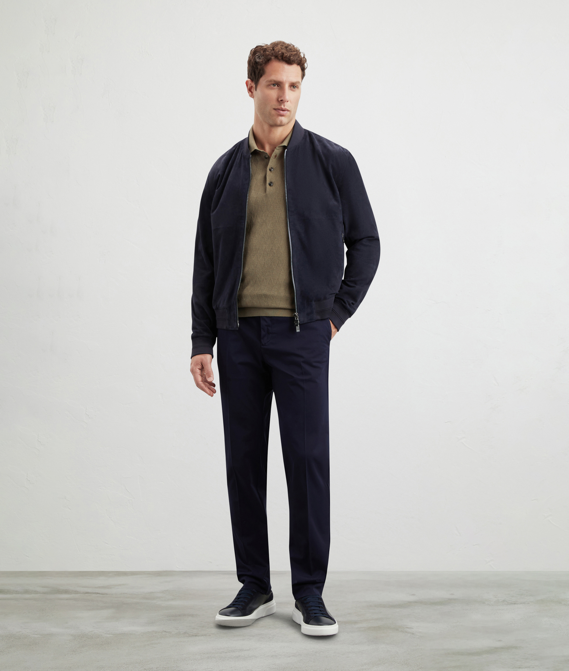 Garment Dyed Chino Pants Blue Navy | Pal Zileri