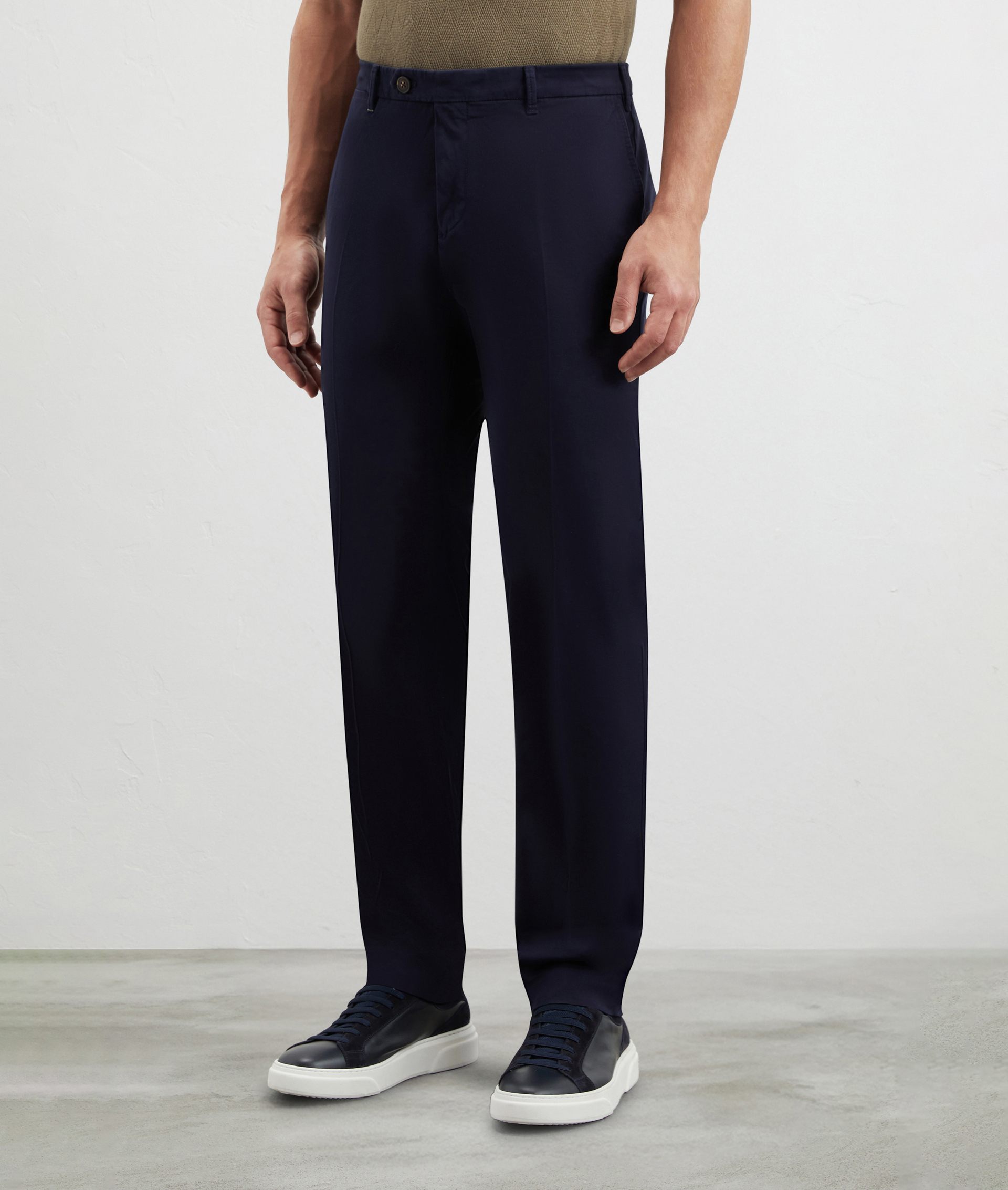 Garment Dyed Chino Pants Blue Navy | Pal Zileri