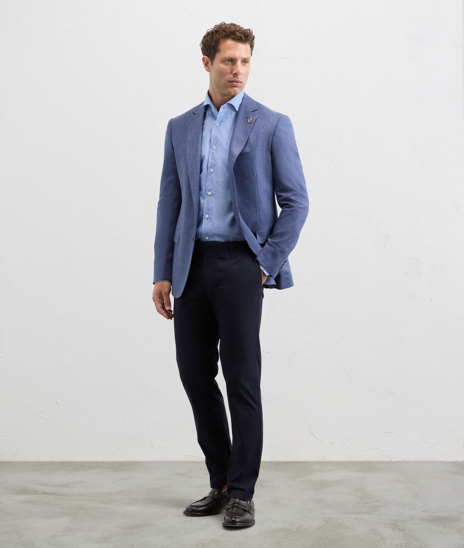 Pantaloni Chino In Cotone Tinti In Capo Blu Navy - Pantaloni - Pal Zileri | Official Website