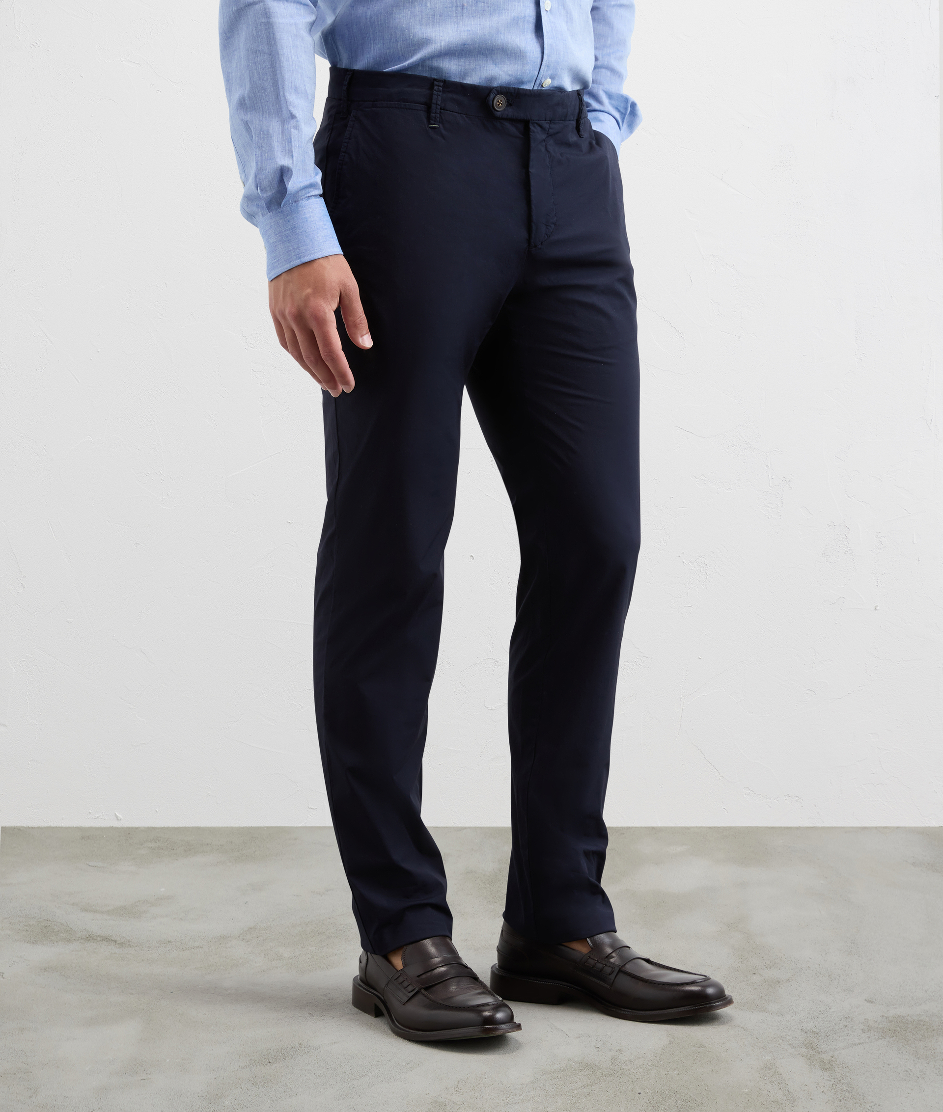 Pantaloni Chino In Cotone Tinti In Capo Blu Navy - Pal Zileri | Official Website