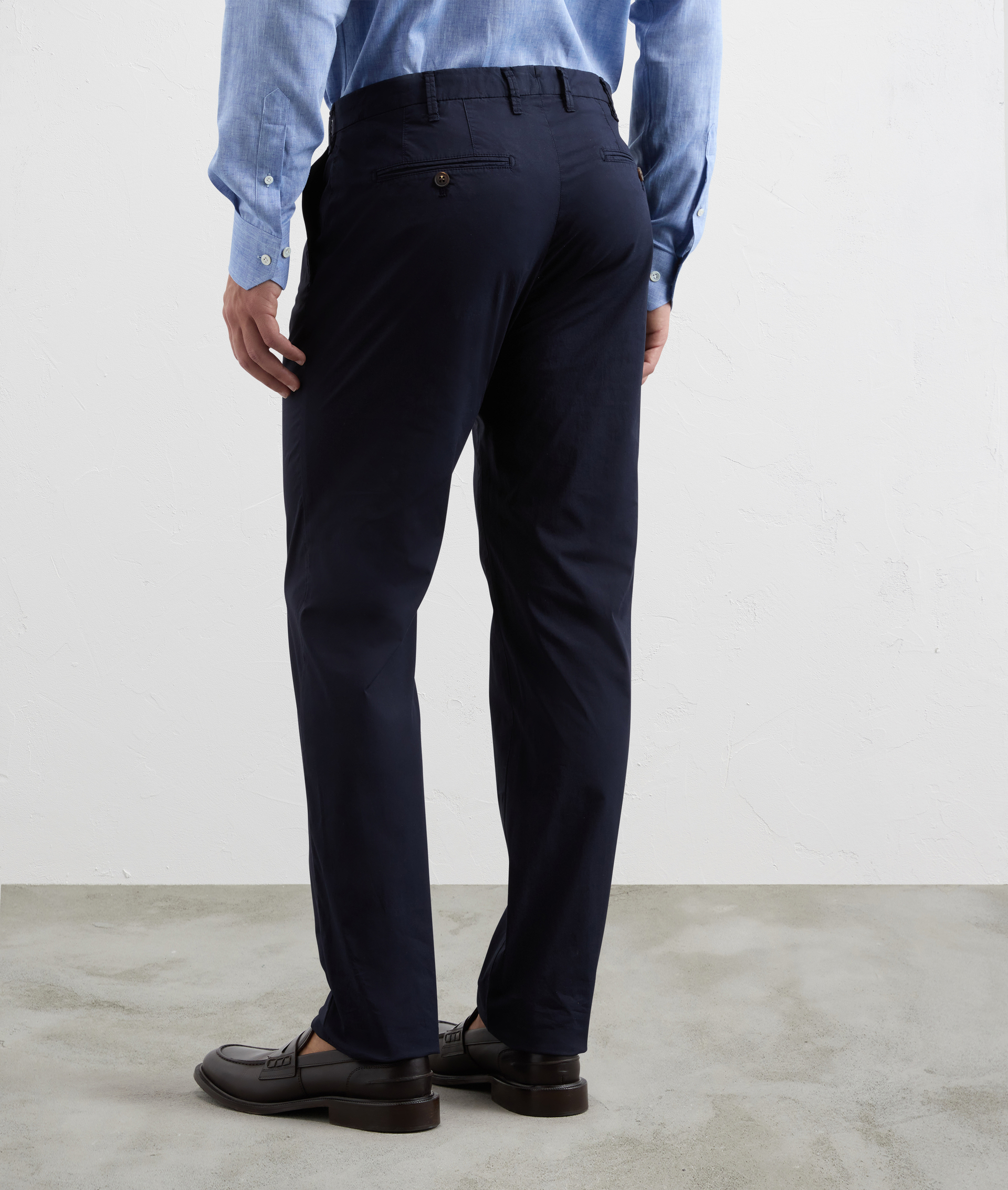 Pantaloni Chino In Cotone Tinti In Capo Blu Navy - Pal Zileri | Official Website