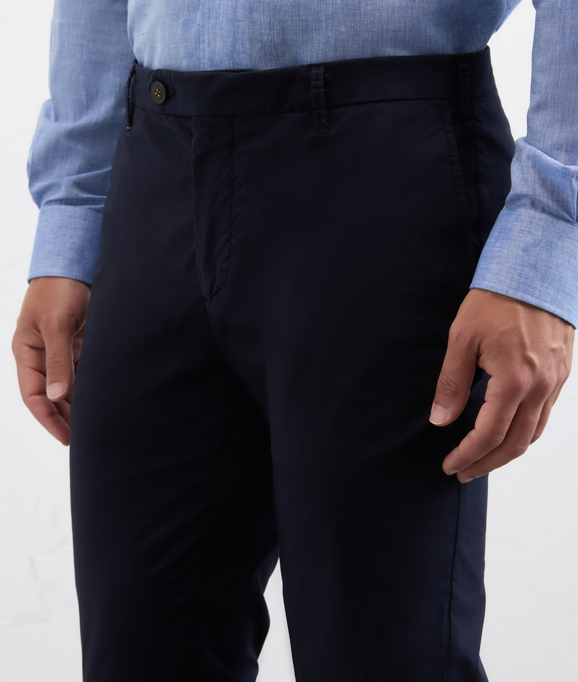 Pantaloni Chino In Cotone Tinti In Capo Blu Navy - Pal Zileri | Official Website