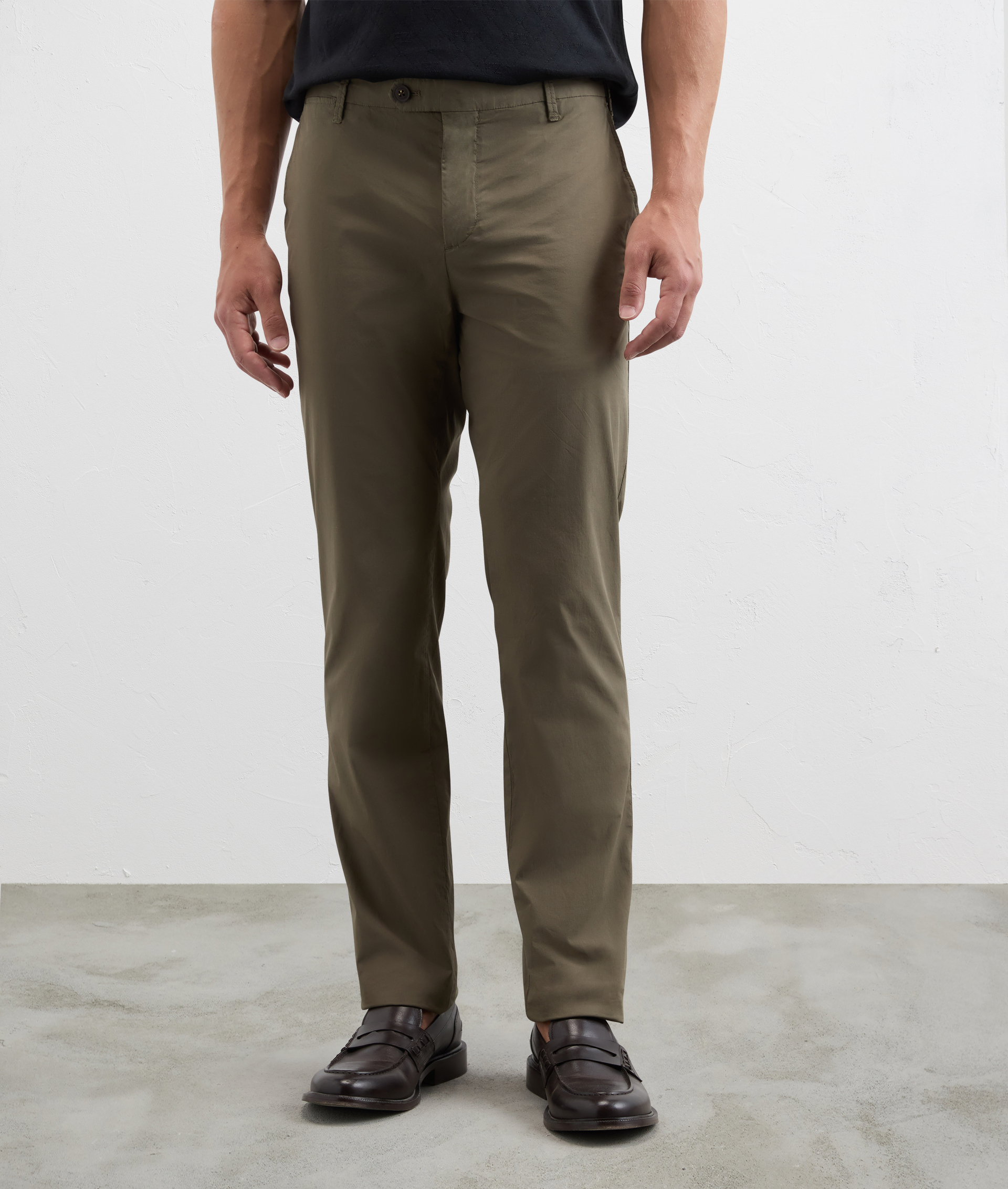 Pantaloni Chino In Cotone Tinti In Capo Verde Chiaro - Pal Zileri | Official Website
