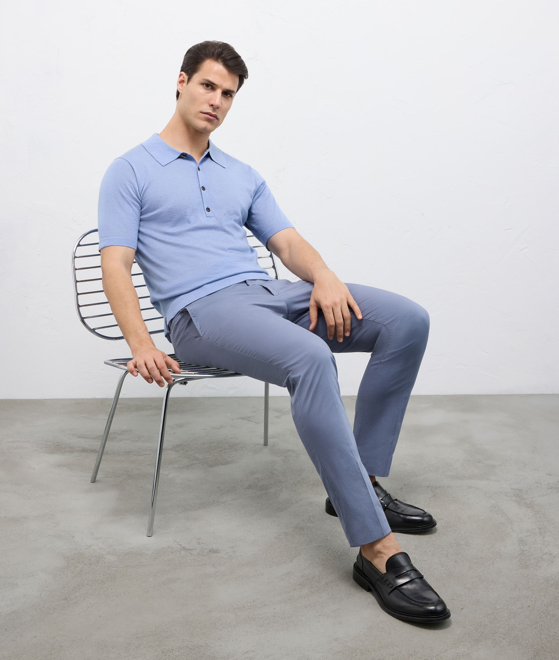 Garment Dyed Cotton Chino Pants Light Blue | Pal Zileri