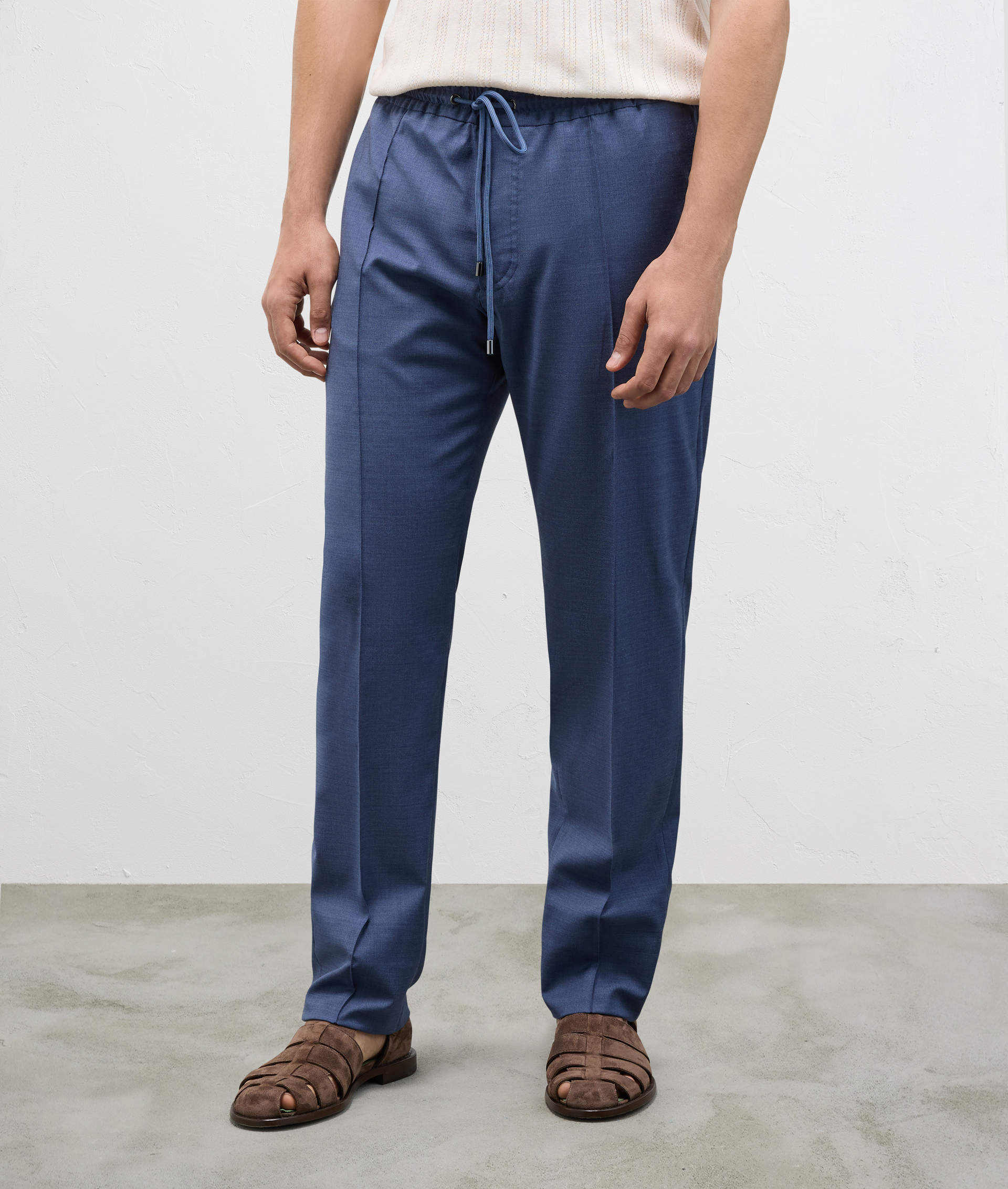 Stretch Wool Drawstring Pants Blue | Pal Zileri