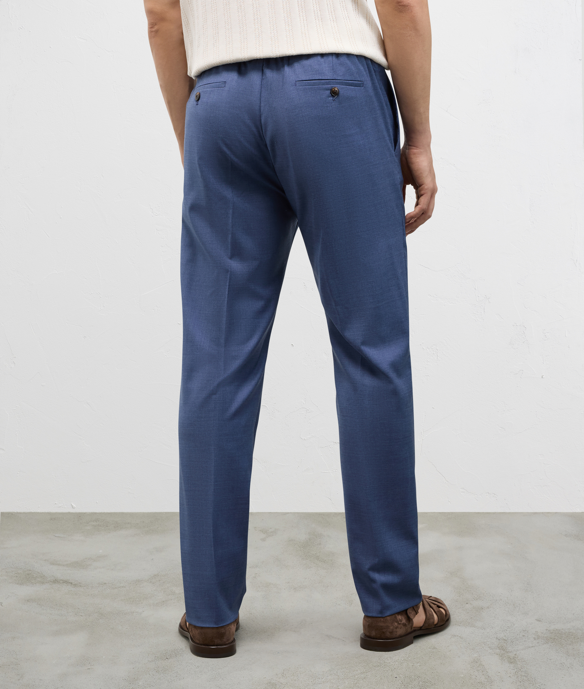 Stretch Wool Drawstring Pants Blue | Pal Zileri