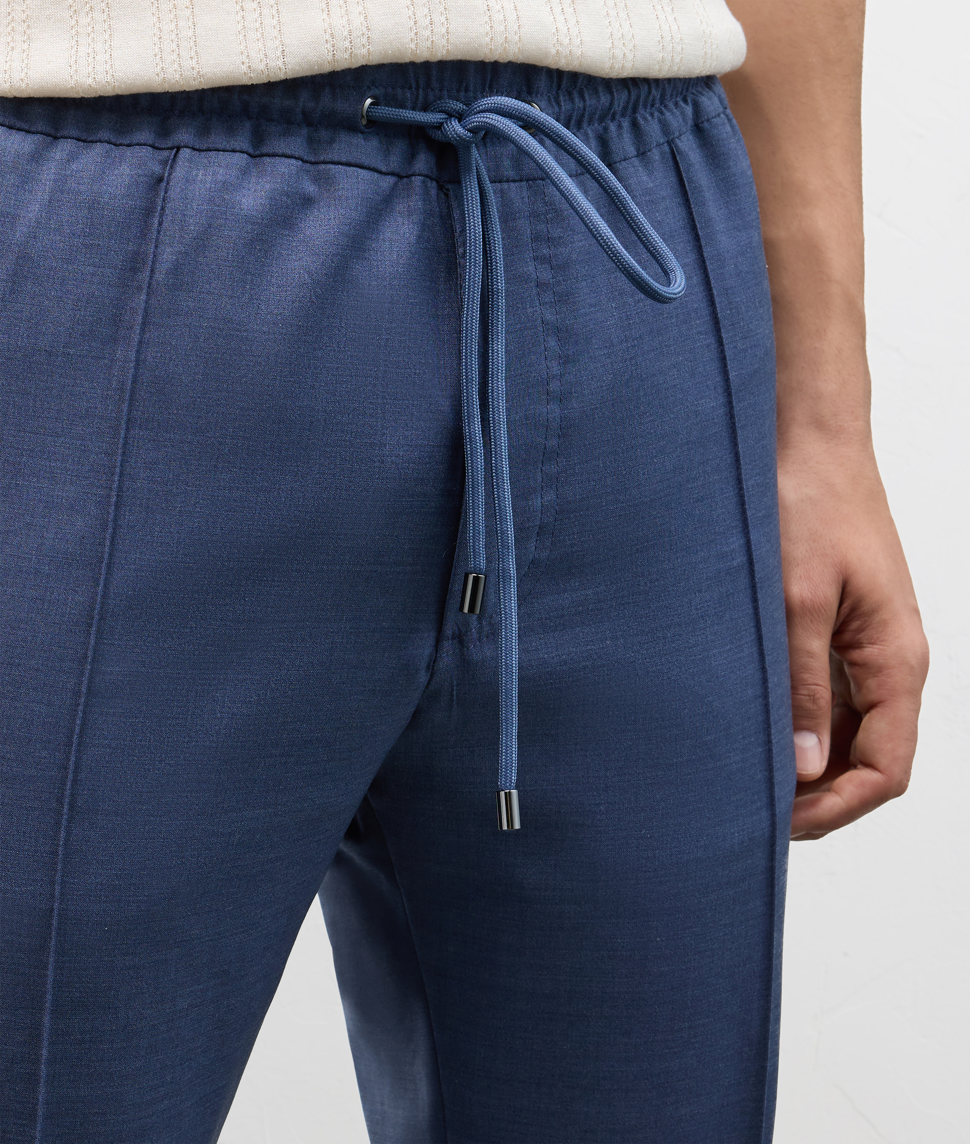 Stretch Wool Drawstring Pants Blue | Pal Zileri