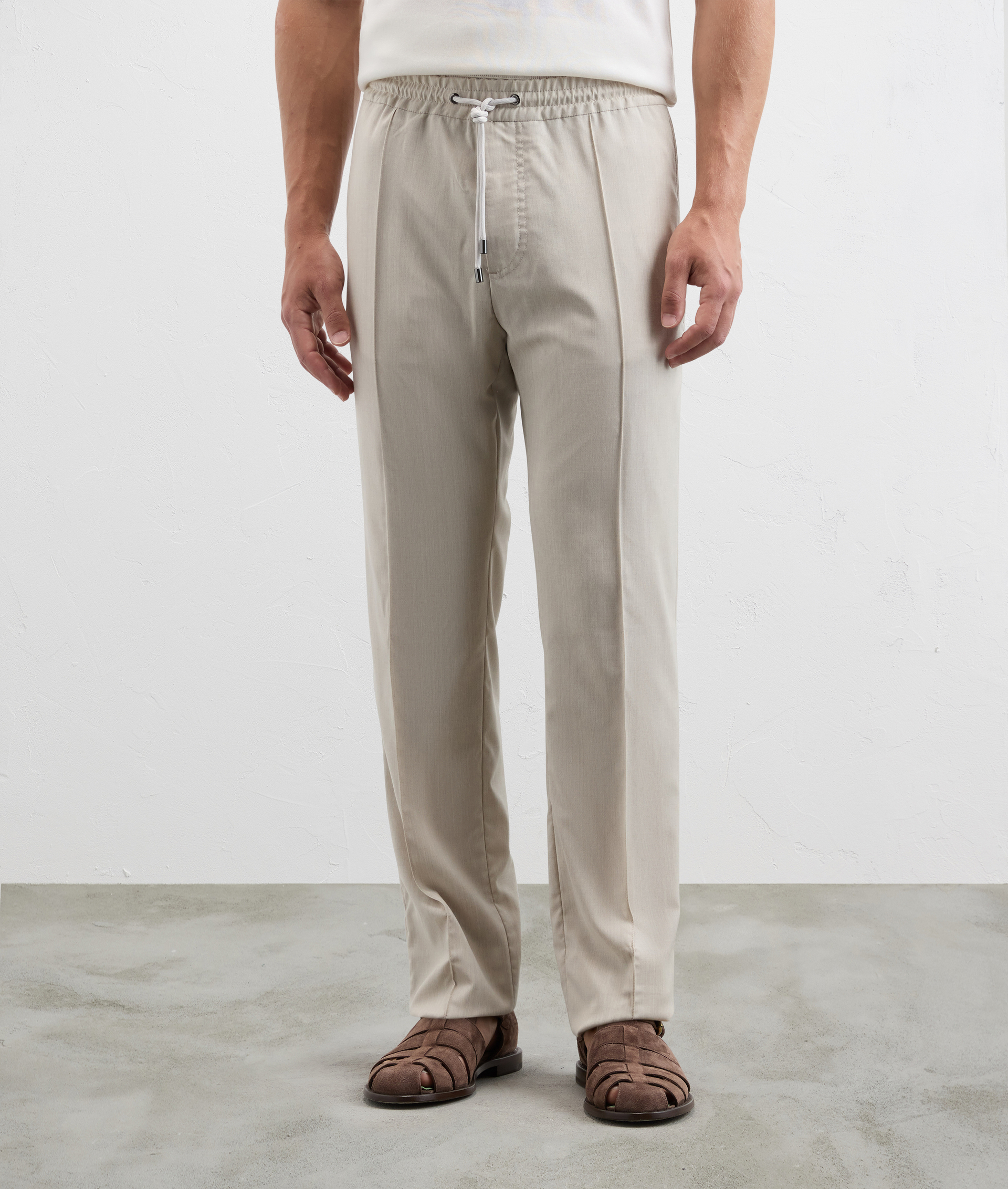 Pantaloni Drawstring In Lana Stretch Naturale - Pal Zileri | Official Website