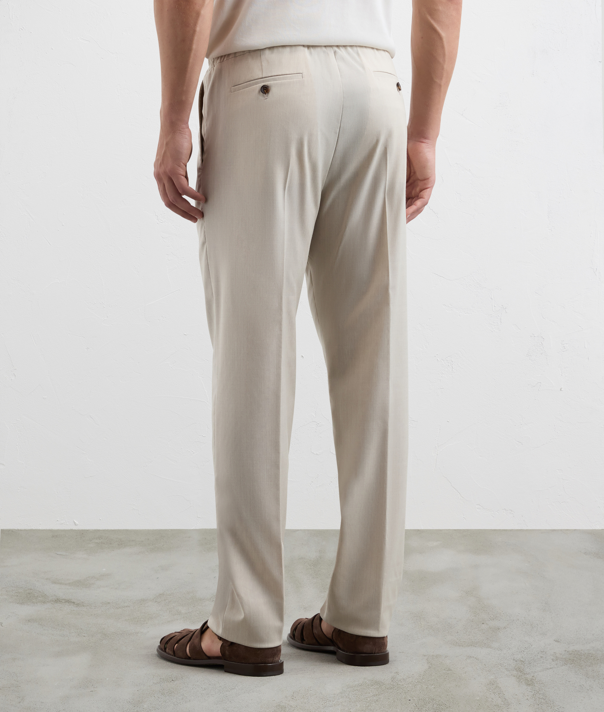 Pantaloni Drawstring In Lana Stretch Naturale - Pal Zileri | Official Website