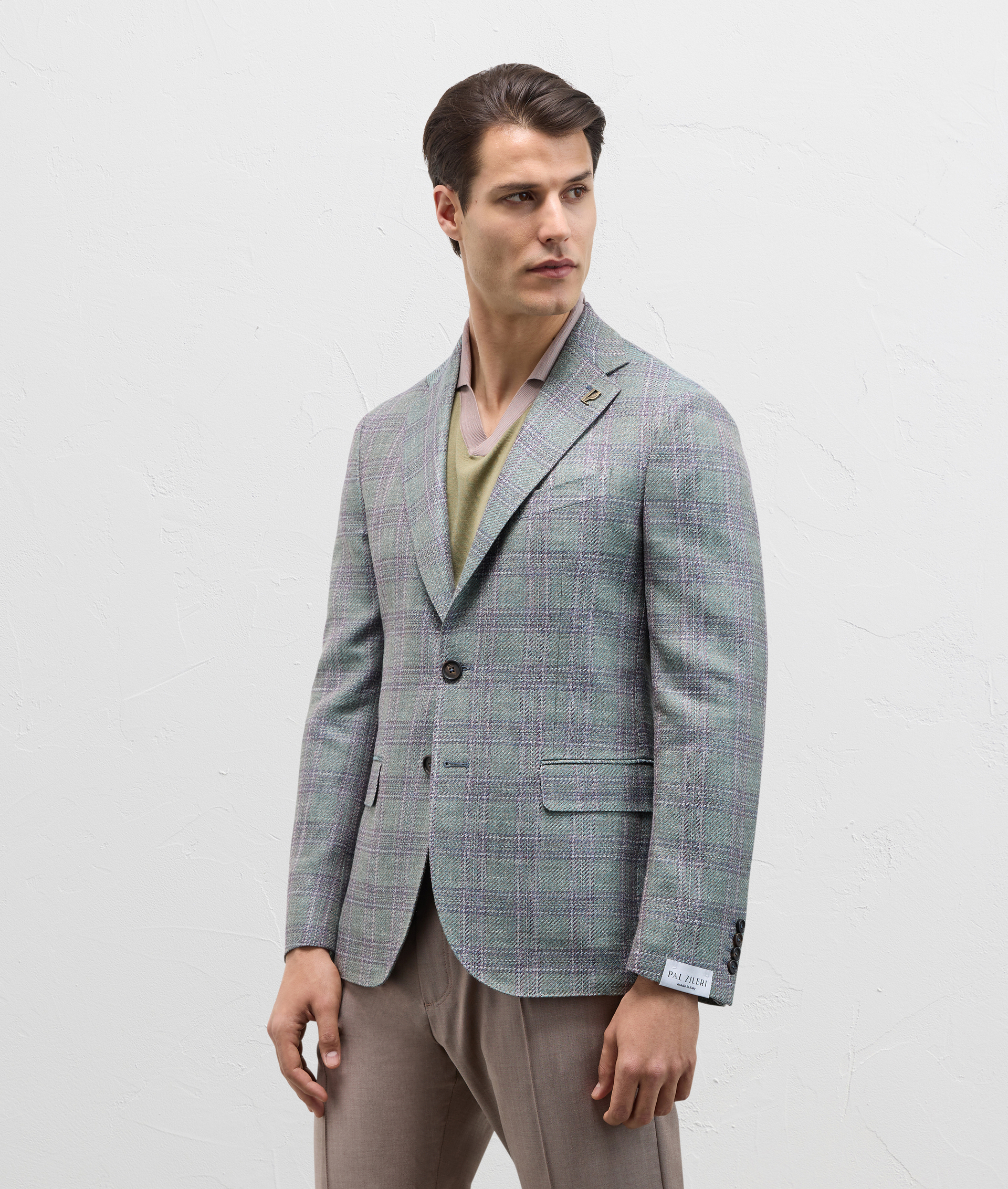 Brera Jacket In Silk Wool And Linen Light Green | Pal Zileri