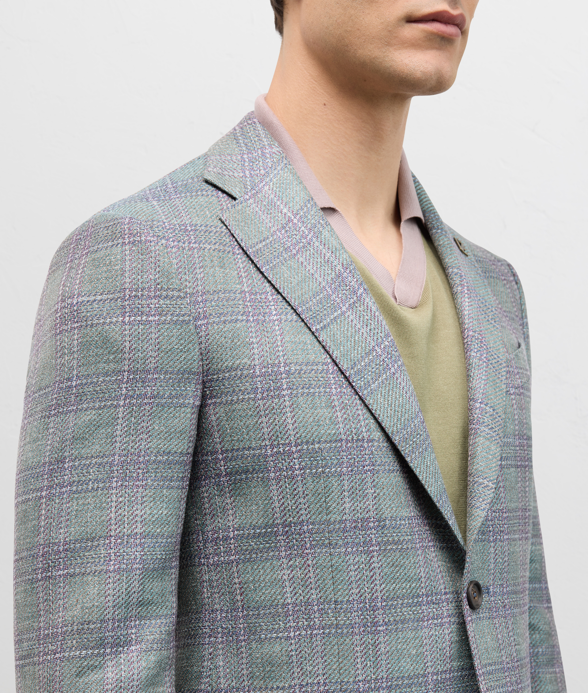 Brera Jacket In Silk Wool And Linen Light Green | Pal Zileri