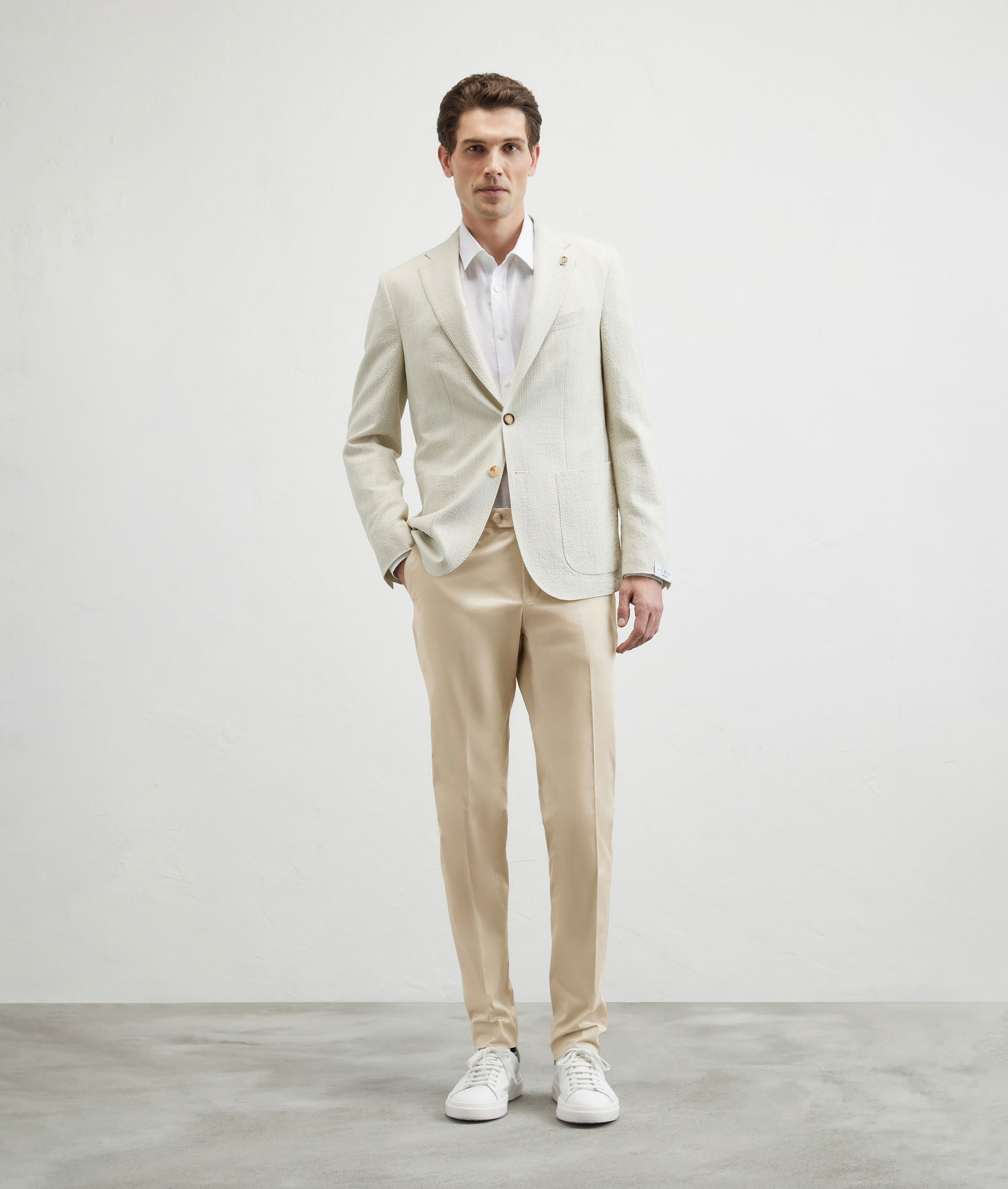 Brera Jacket In Seersucker Light Brown | Pal Zileri