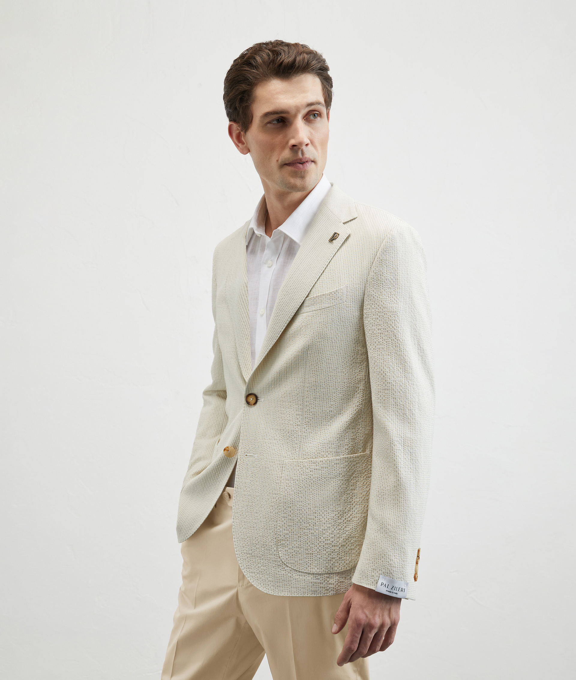 Brera Jacket In Seersucker Light Brown | Pal Zileri