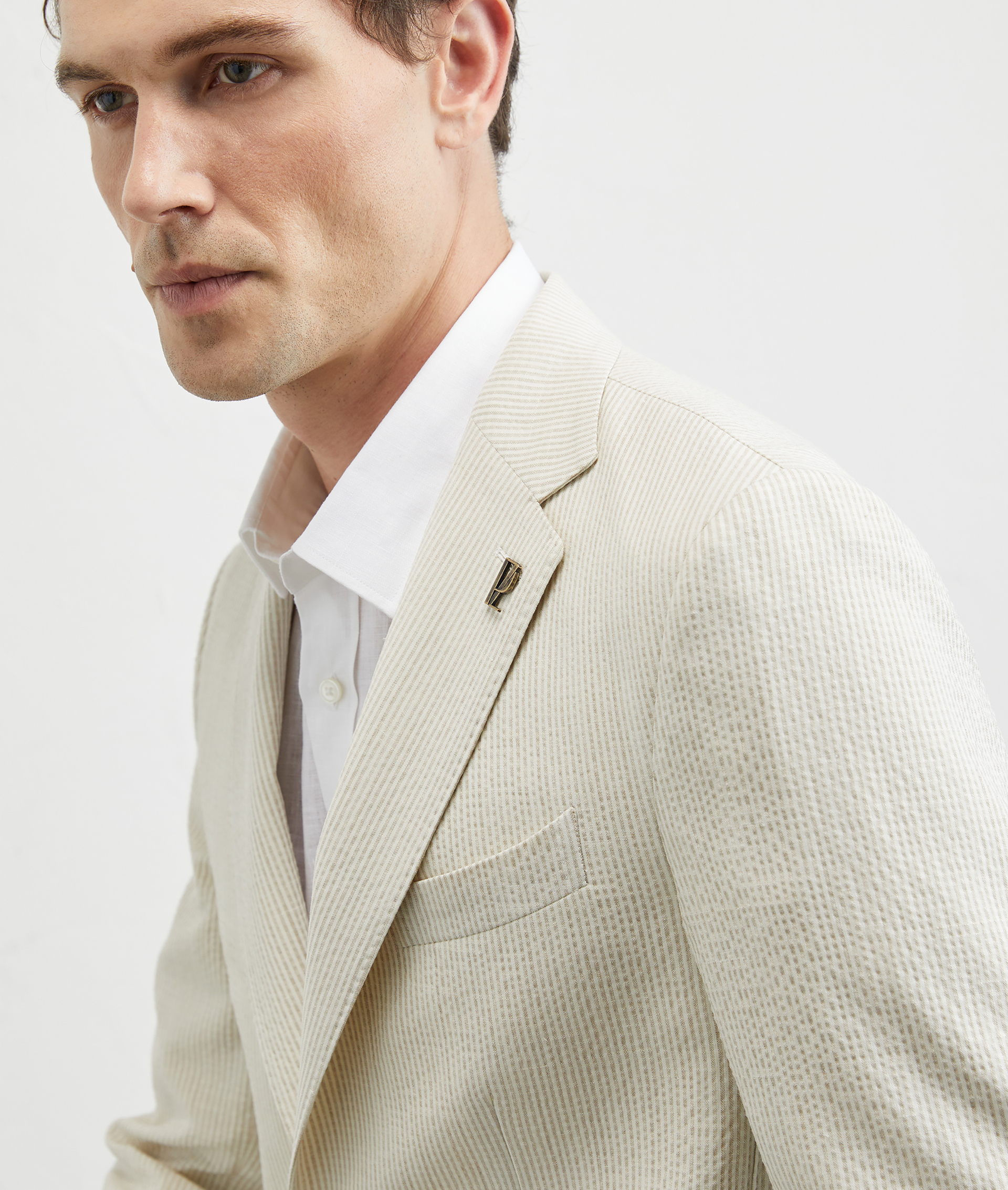 Brera Jacket In Seersucker Light Brown | Pal Zileri