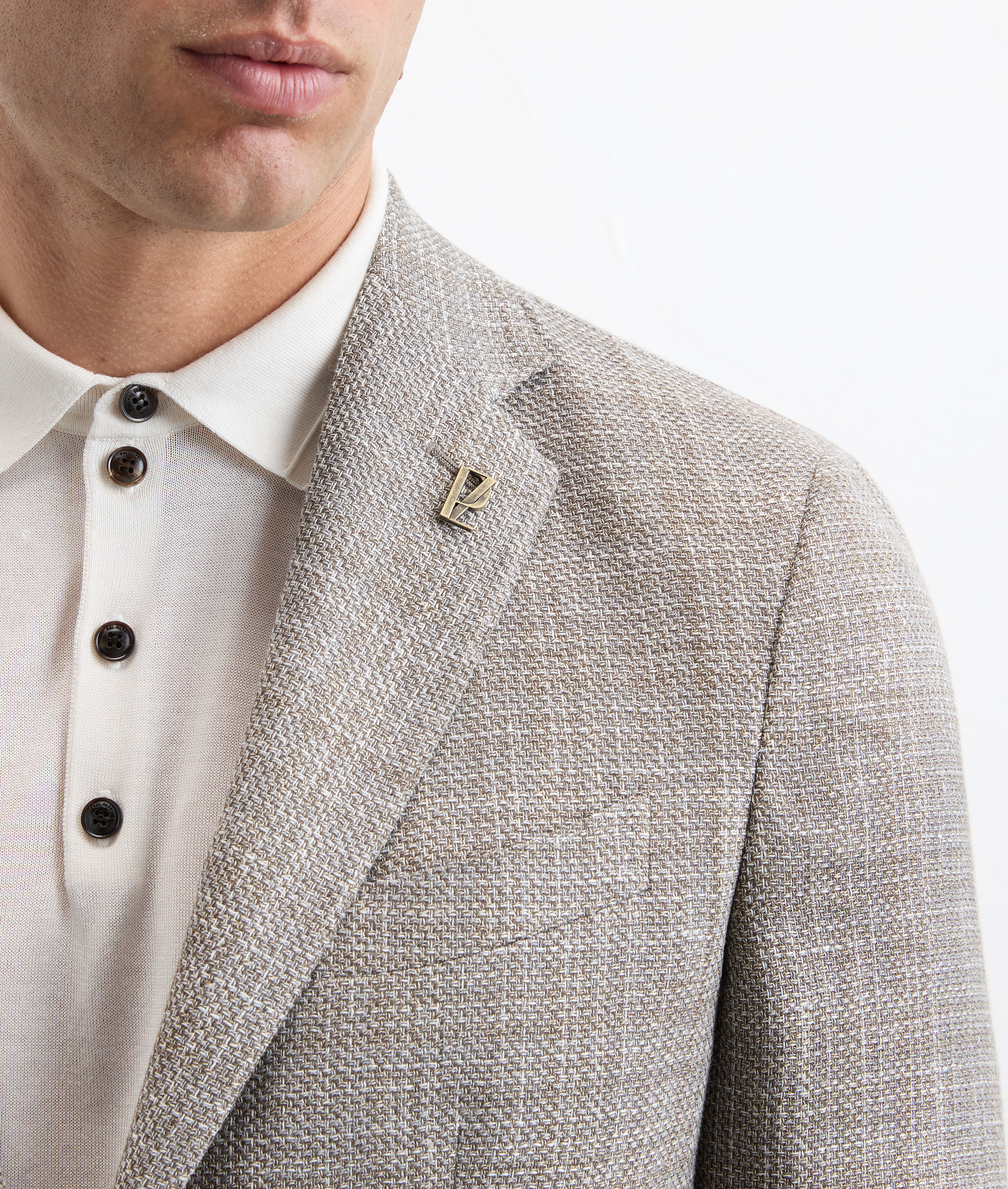 Brera Jacket In Wool And Linen Mouliné Light Brown - Pal Zileri | Official Website
