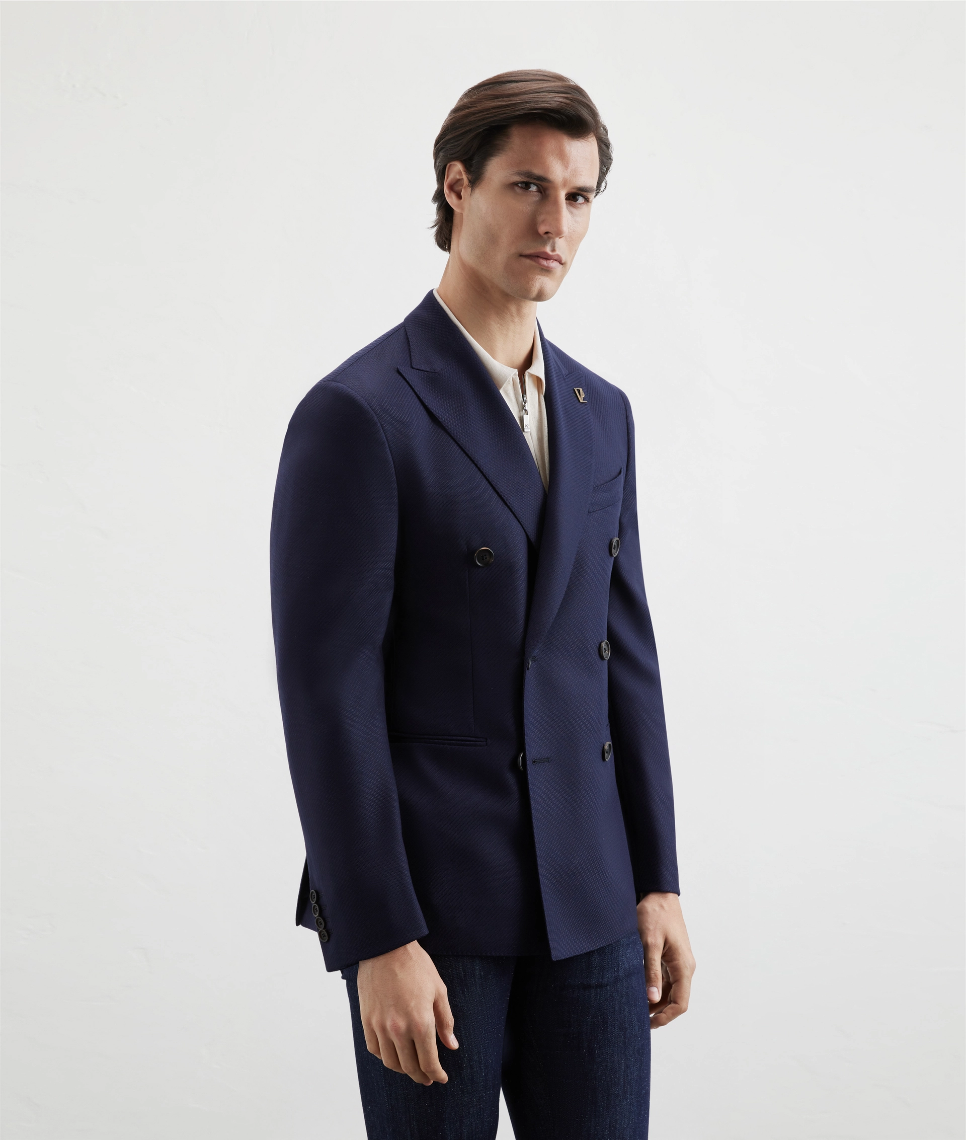 Brera Double-Breasted Jacket In Wool Blue Navy | Pal Zileri