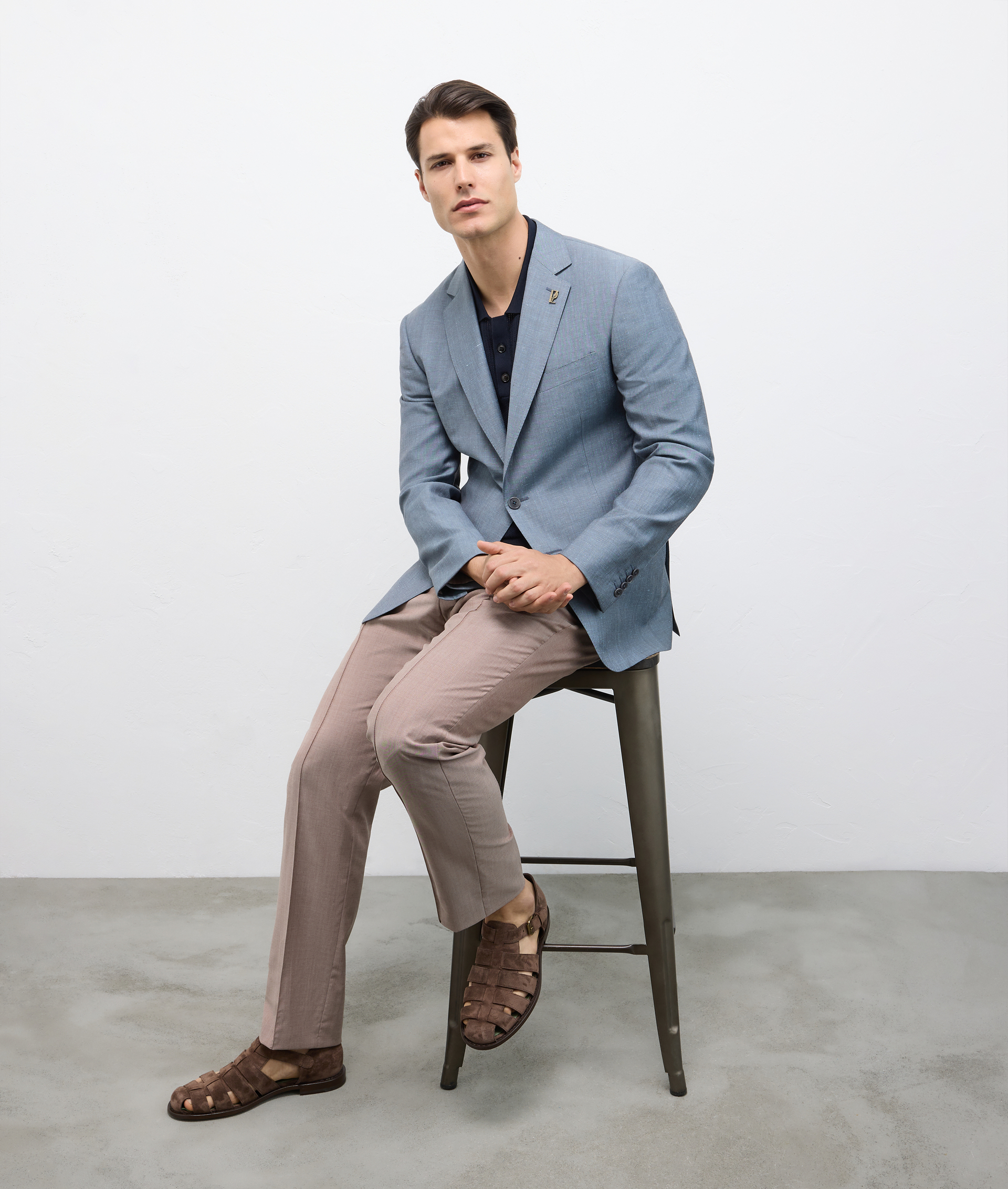 Vicenza Jacket In Wool And Linen Light Blue | Pal Zileri