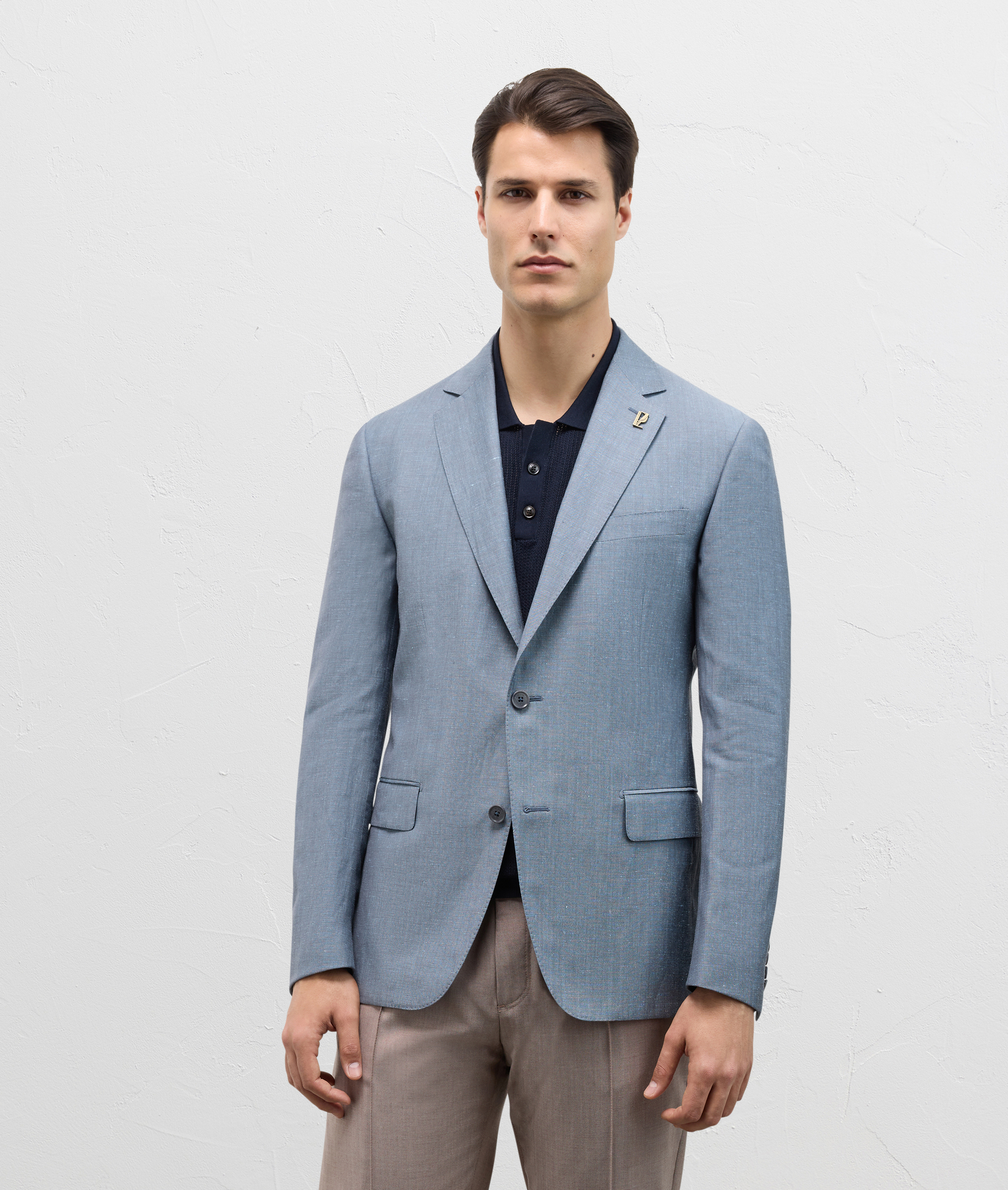Vicenza Jacket In Wool And Linen Light Blue | Pal Zileri