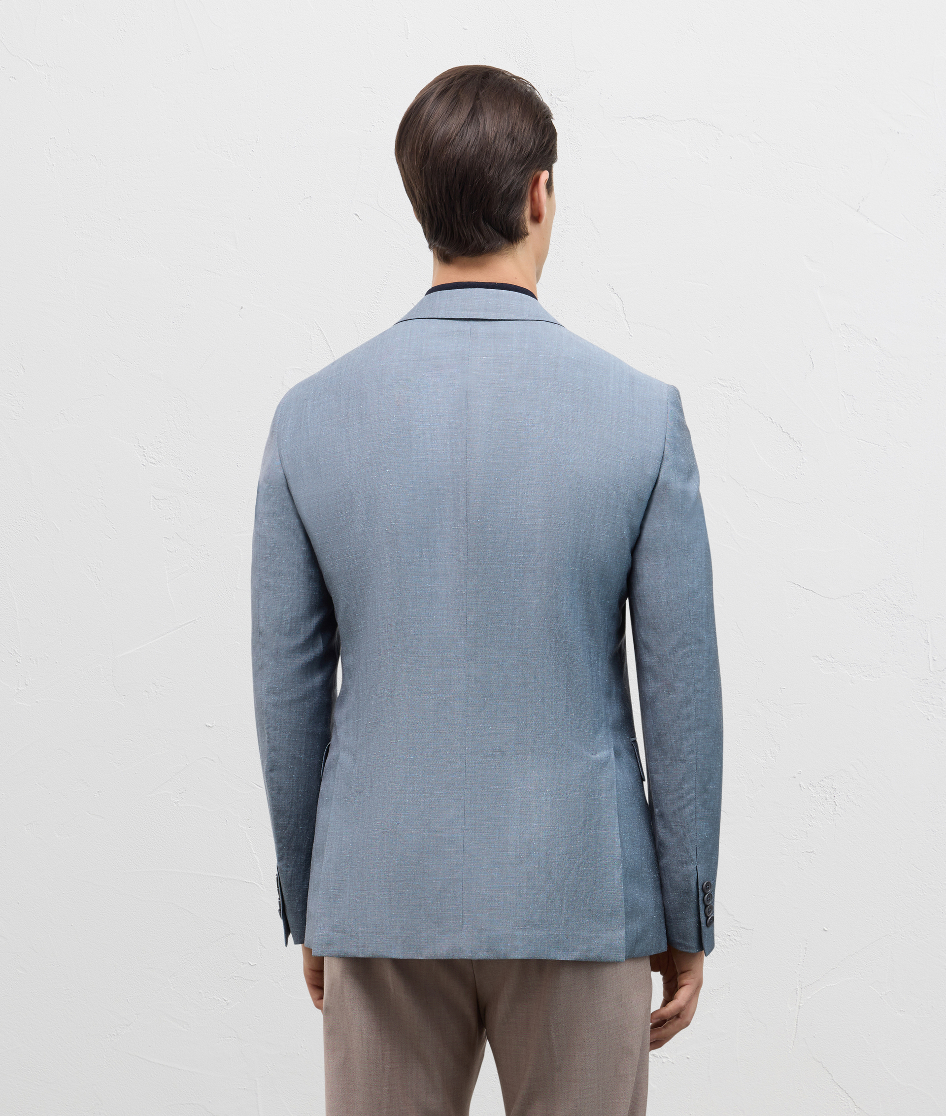 Vicenza Jacket In Wool And Linen Light Blue | Pal Zileri