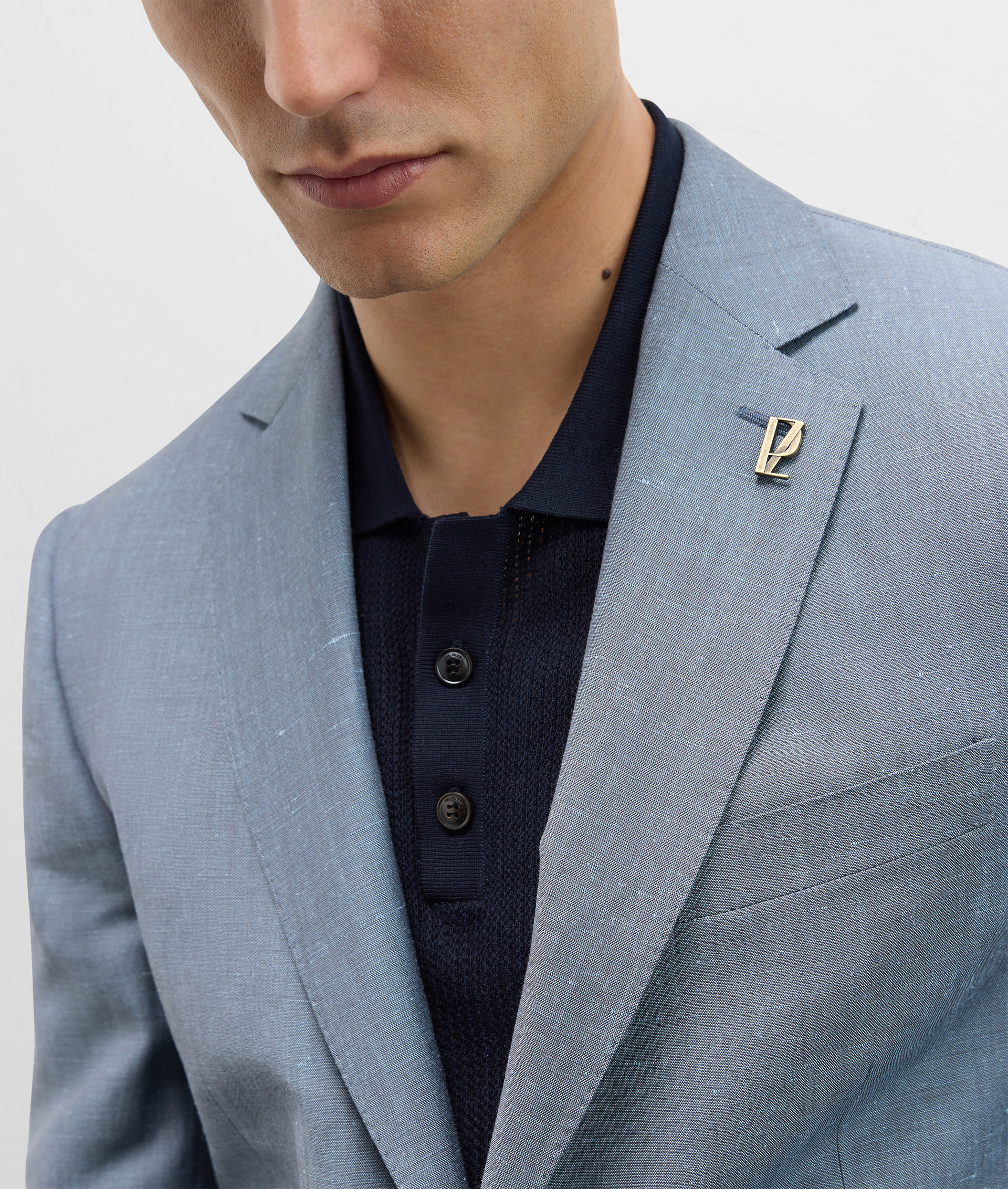 Vicenza Jacket In Wool And Linen Light Blue | Pal Zileri
