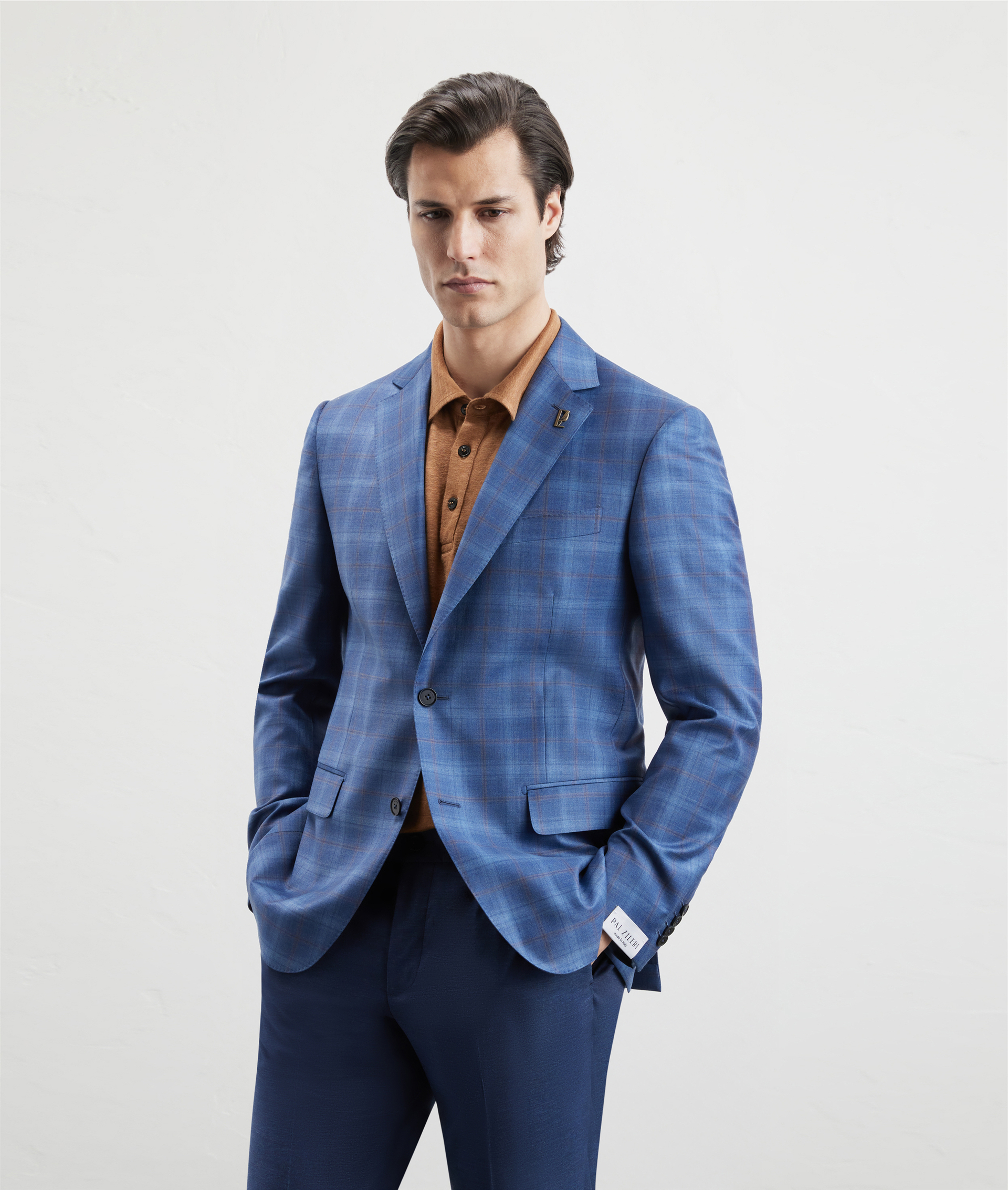 Vicenza Jacket In Wool 130'S Maxi Checks Light Blue | Pal Zileri