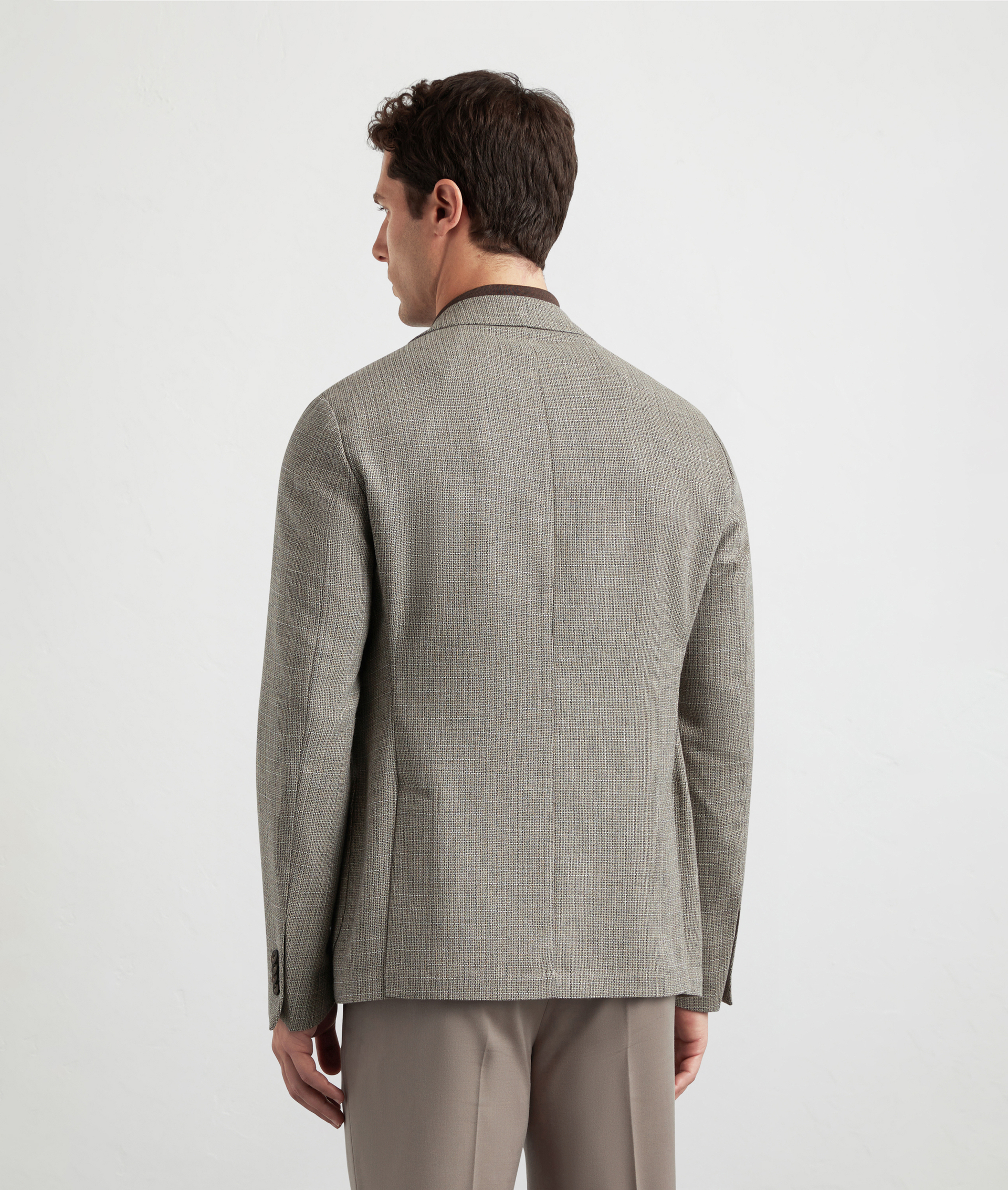 Unlined Jacket In Wool And Linen Straw Effect Light Brown | Pal Zileri