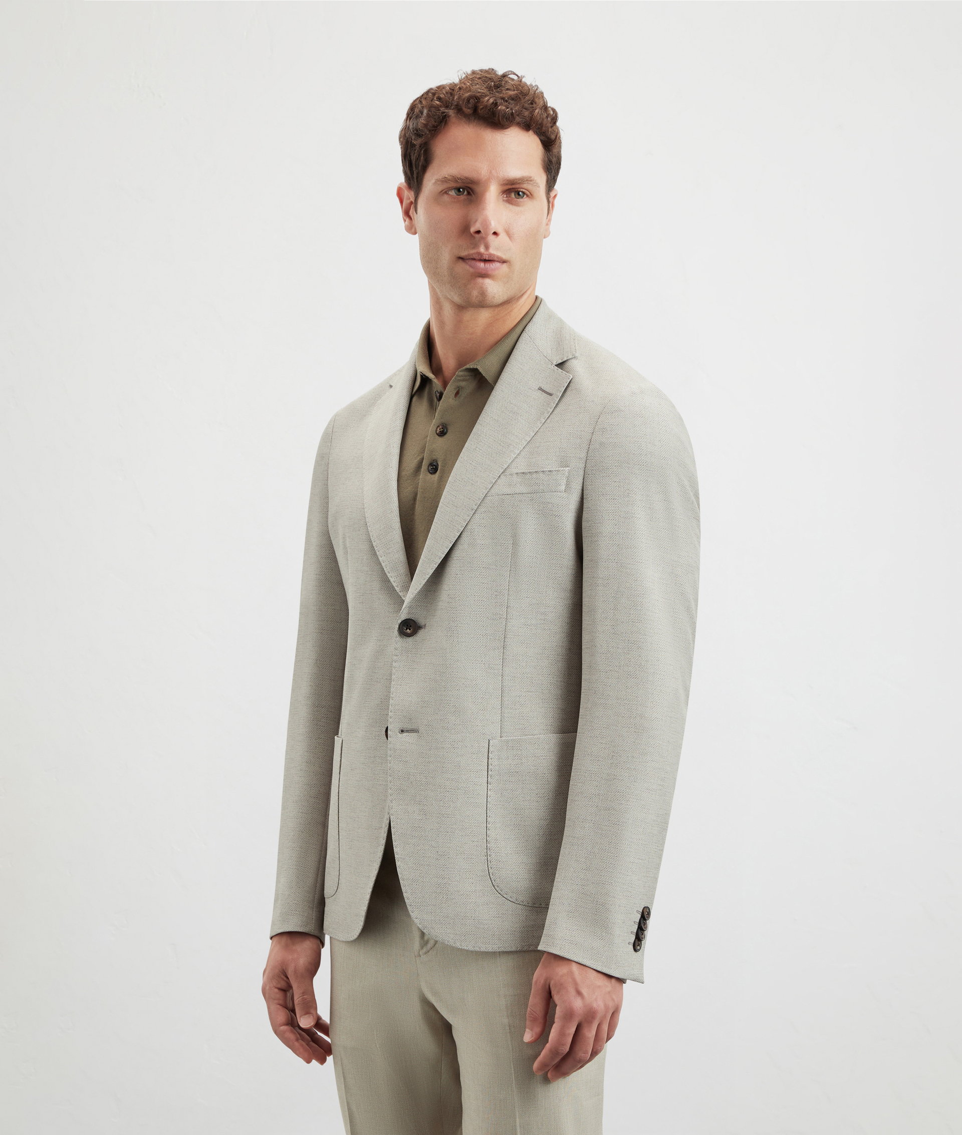 Printed Chevron Jersey Jacket Natural | Pal Zileri